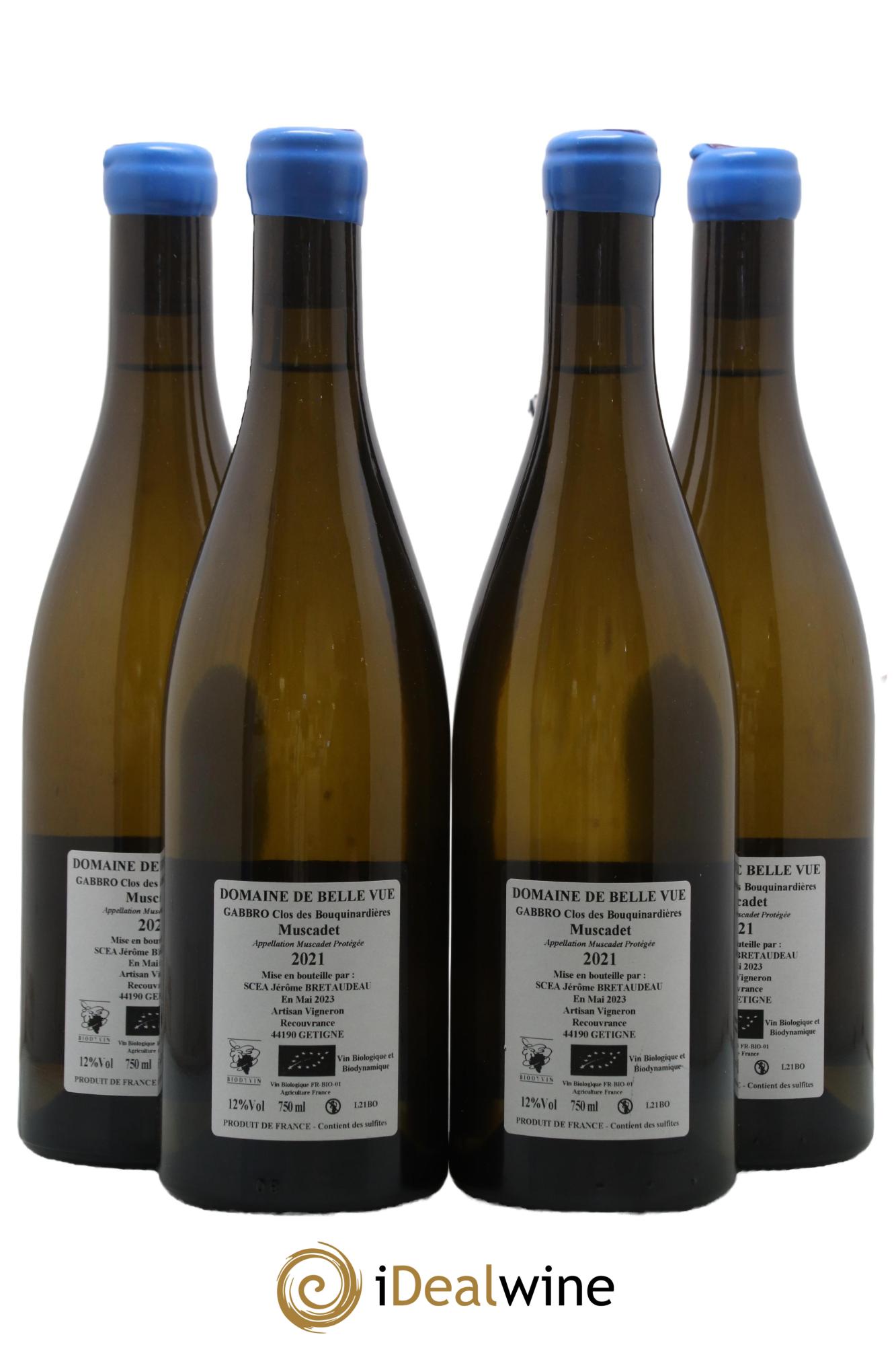 Muscadet-Sèvre-et-Maine Gabbro Clos des Bouquinardières Jérôme Bretaudeau - Domaine de Bellevue 2021 - Lot de 4 bouteilles - 1