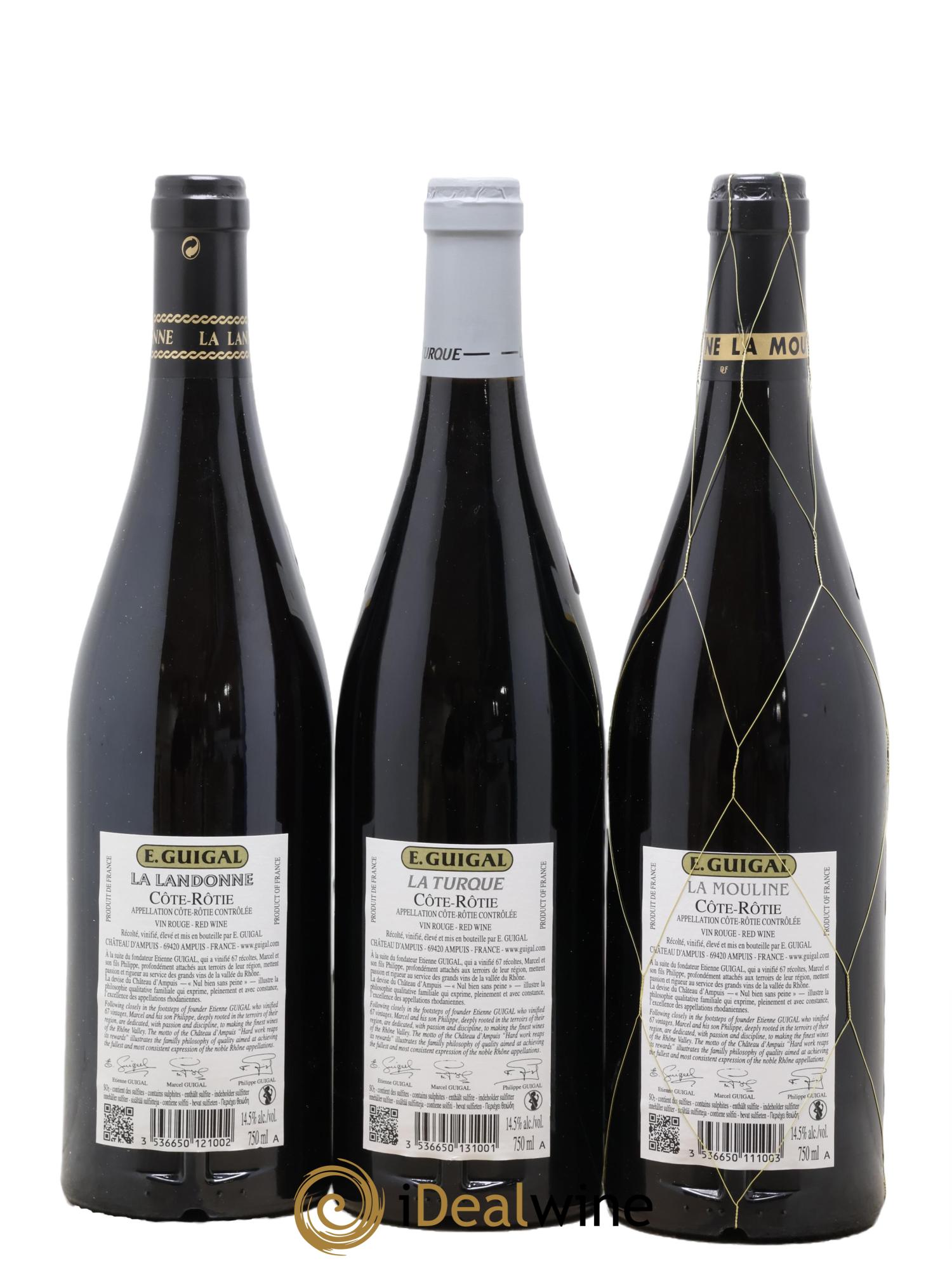 Côte-Rôtie Guigal Trilogie La Turque - La Landonne - La Mouline 2019 - Lot of 3 bottles - 1
