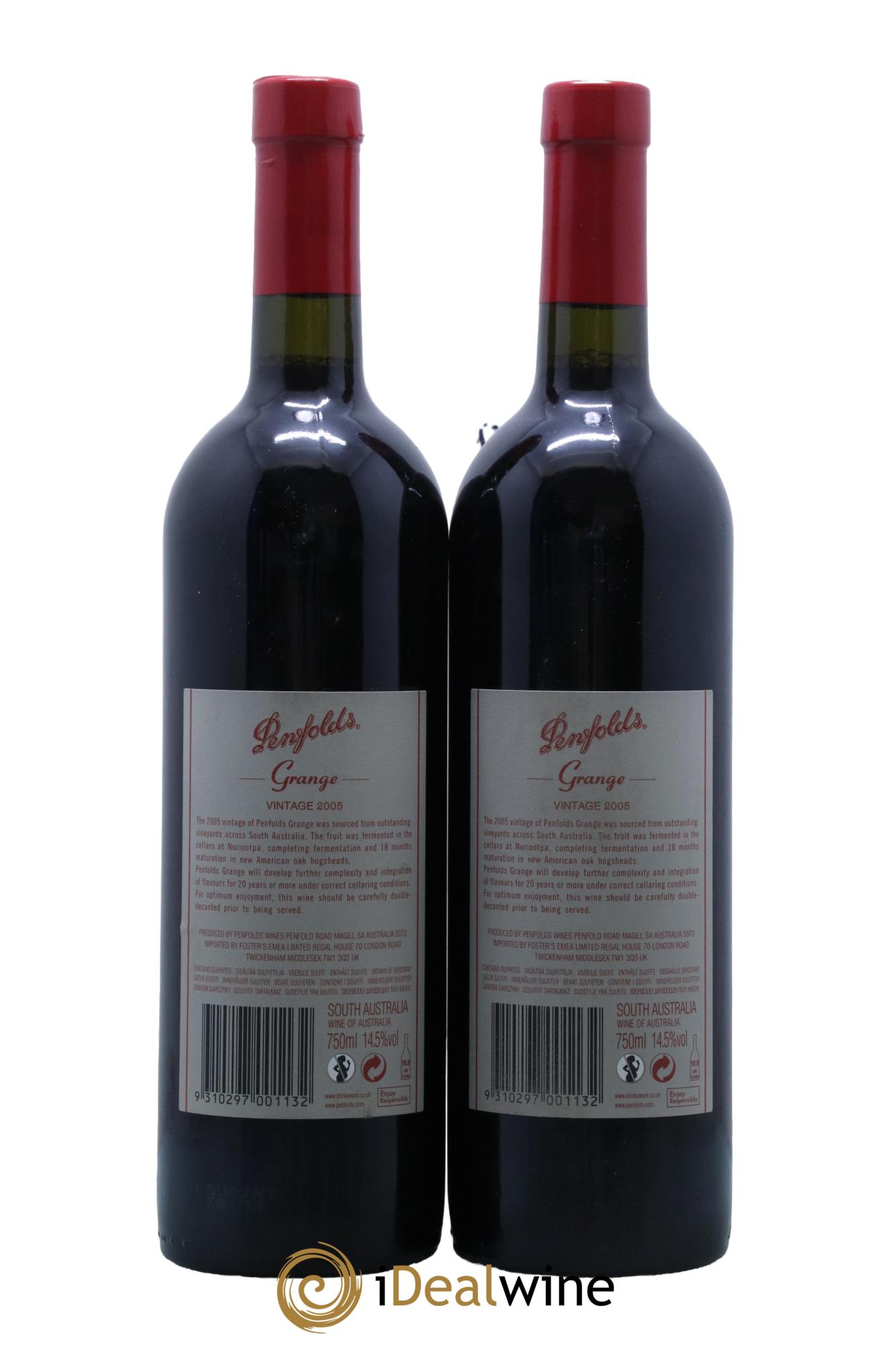 South Australia Penfolds Wines Grange 2005 - Lot de 2 bouteilles - 1