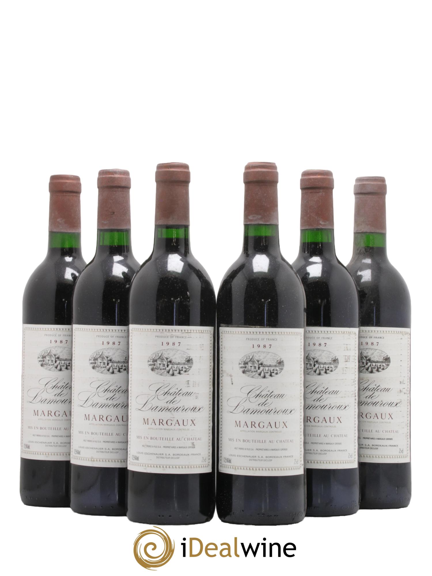 Bordeaux Margaux Chateau de Lamouroux 1987 - Lot de 6 bouteilles - 0