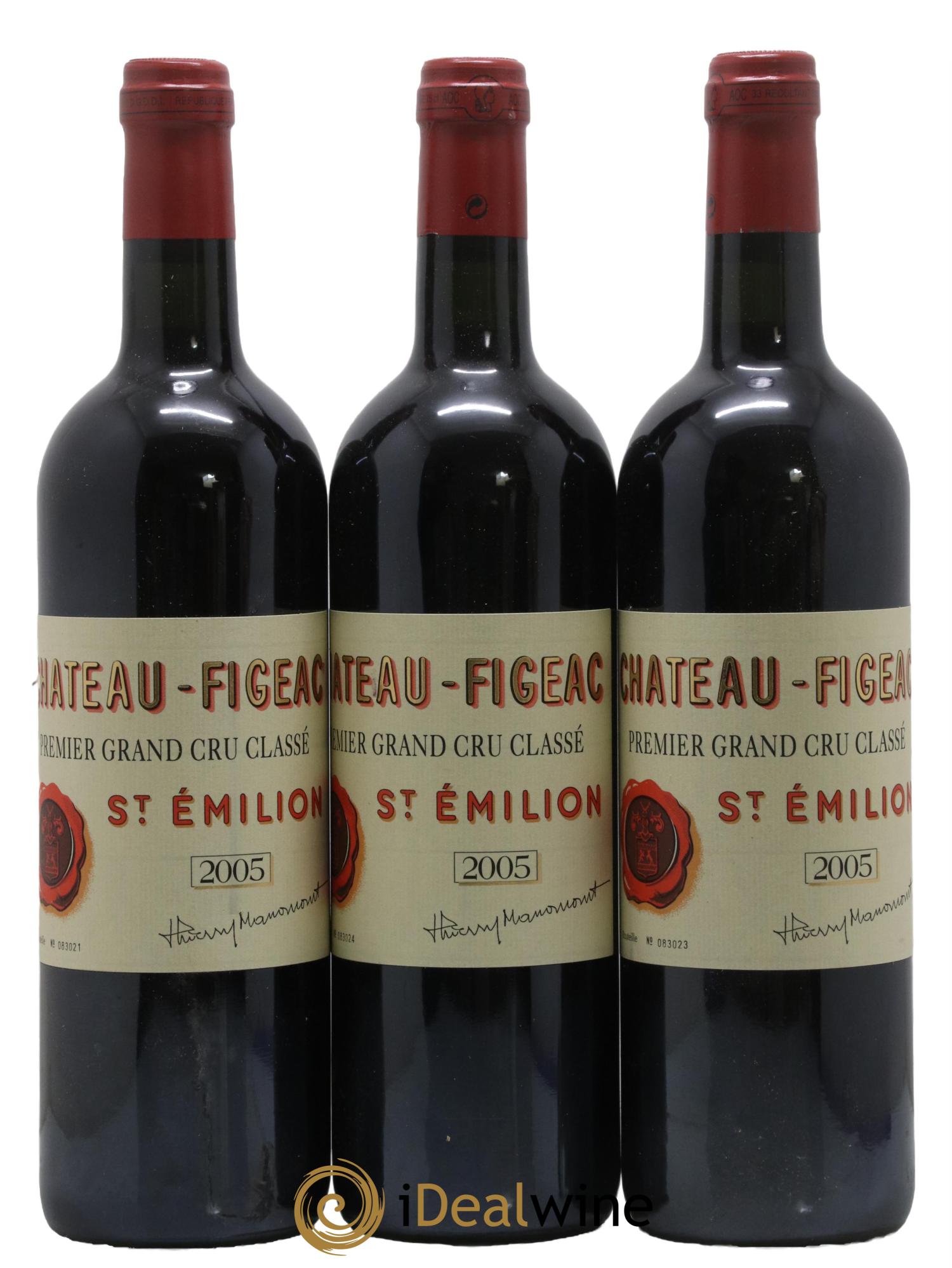 Château Figeac 1er Grand Cru Classé A 2005 - Lot de 3 bouteilles - 0