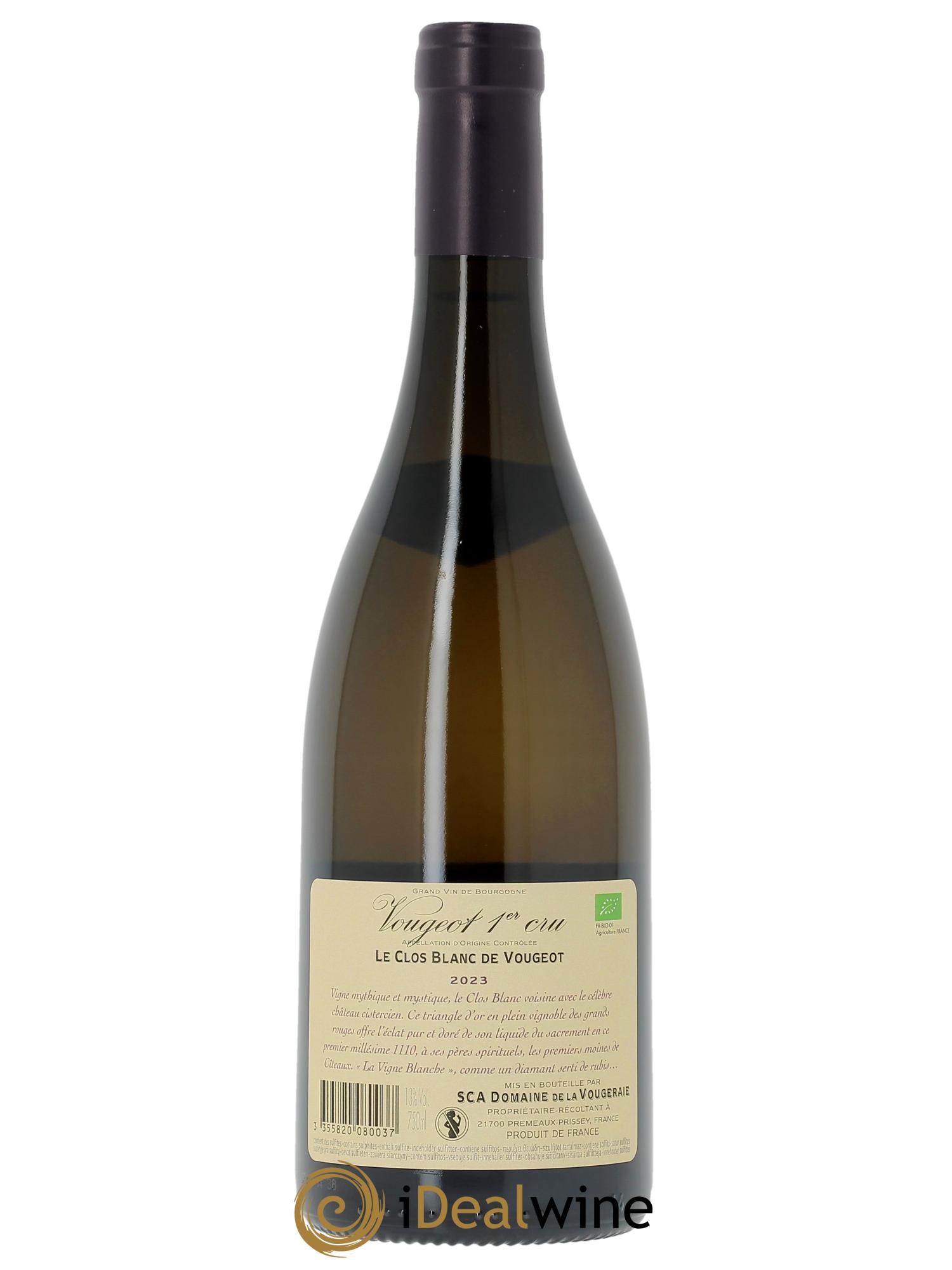 Vougeot 1er Cru Le Clos Blanc de Vougeot La Vougeraie  2023 - Lot de 1 bouteille - 1