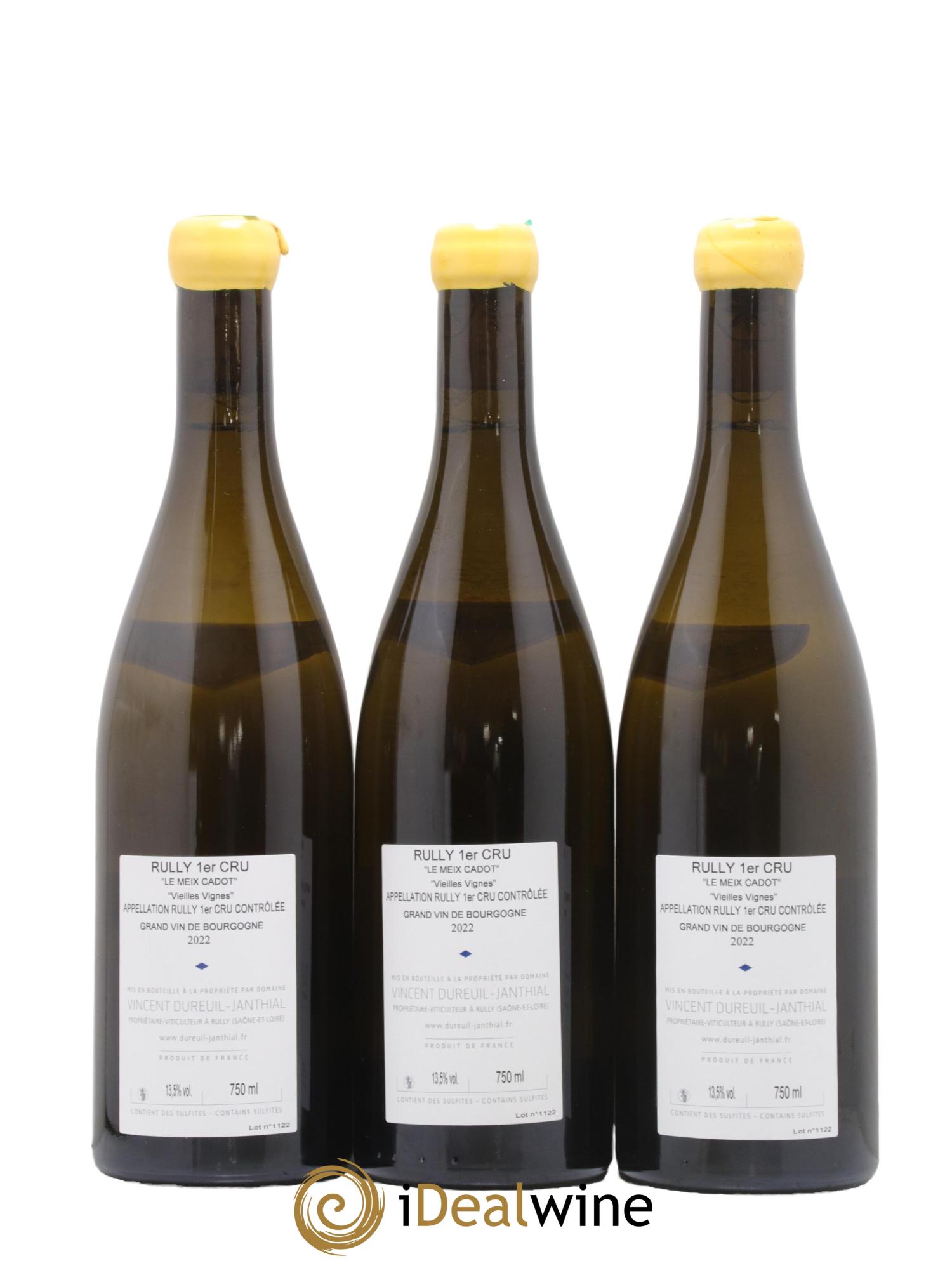 Rully 1er Cru Le Meix Cadot Vieilles Vignes Vincent Dureuil-Janthial 2022 - Posten von 3 Flaschen - 1