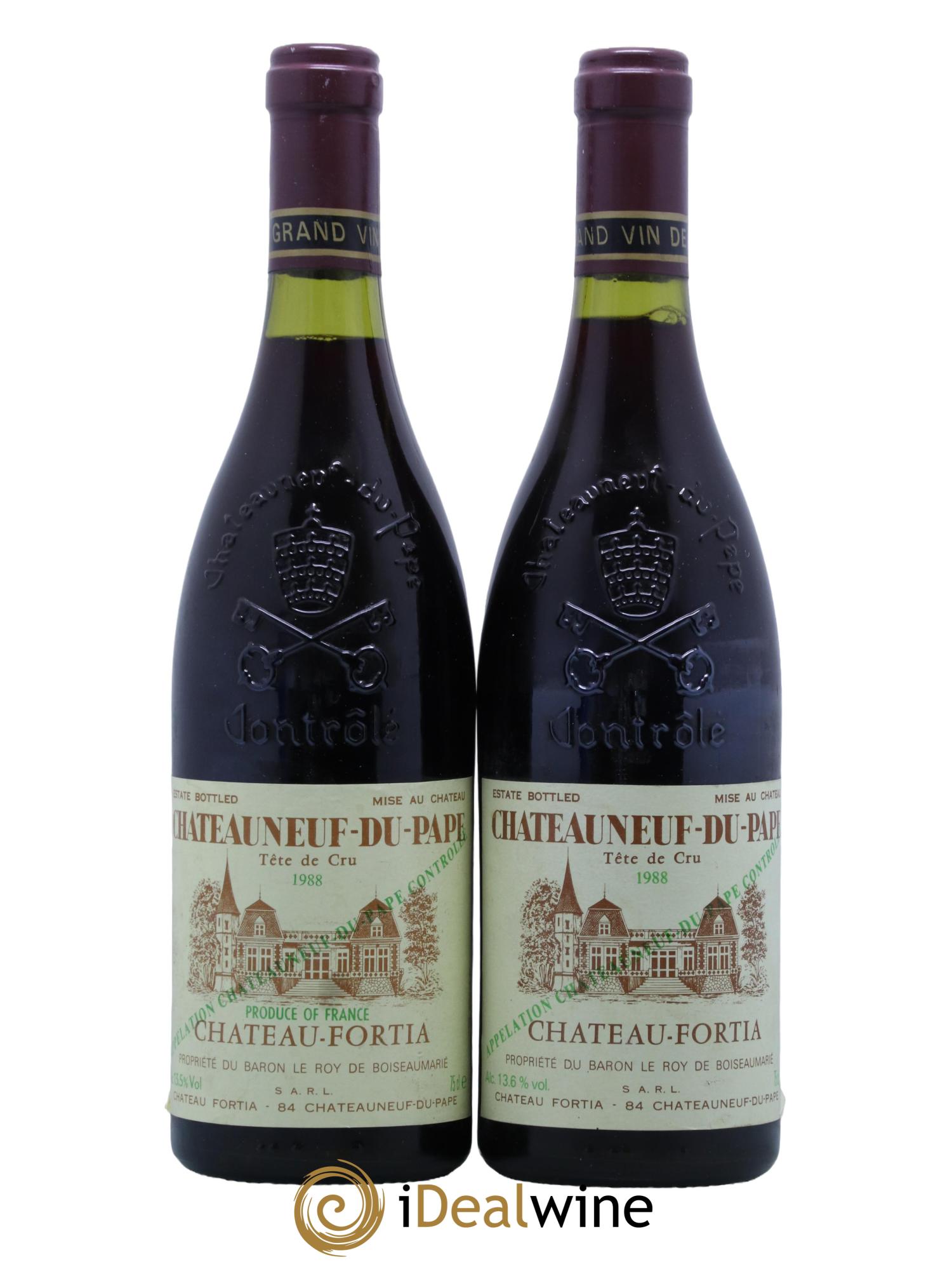 Châteauneuf-du-Pape Château Fortia Tete de Cru 1988 - Lot de 2 bouteilles - 0