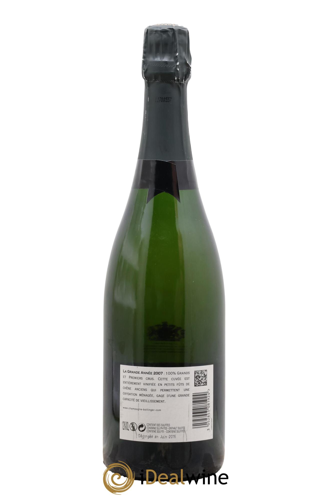 La Grande Année Brut Bollinger 2007 - Lot de 1 bouteille - 1