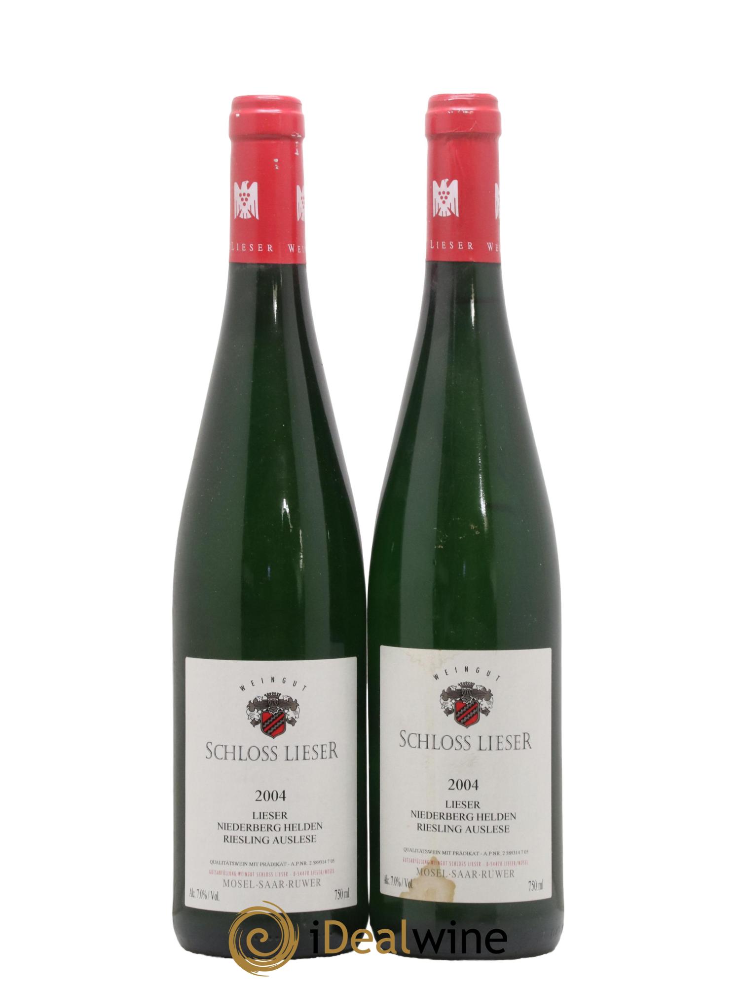 Allemagne Mosel-Saar Niederberg Helden Riesling Auslese Schloss Lieser 2004 - Lot de 2 bouteilles - 0