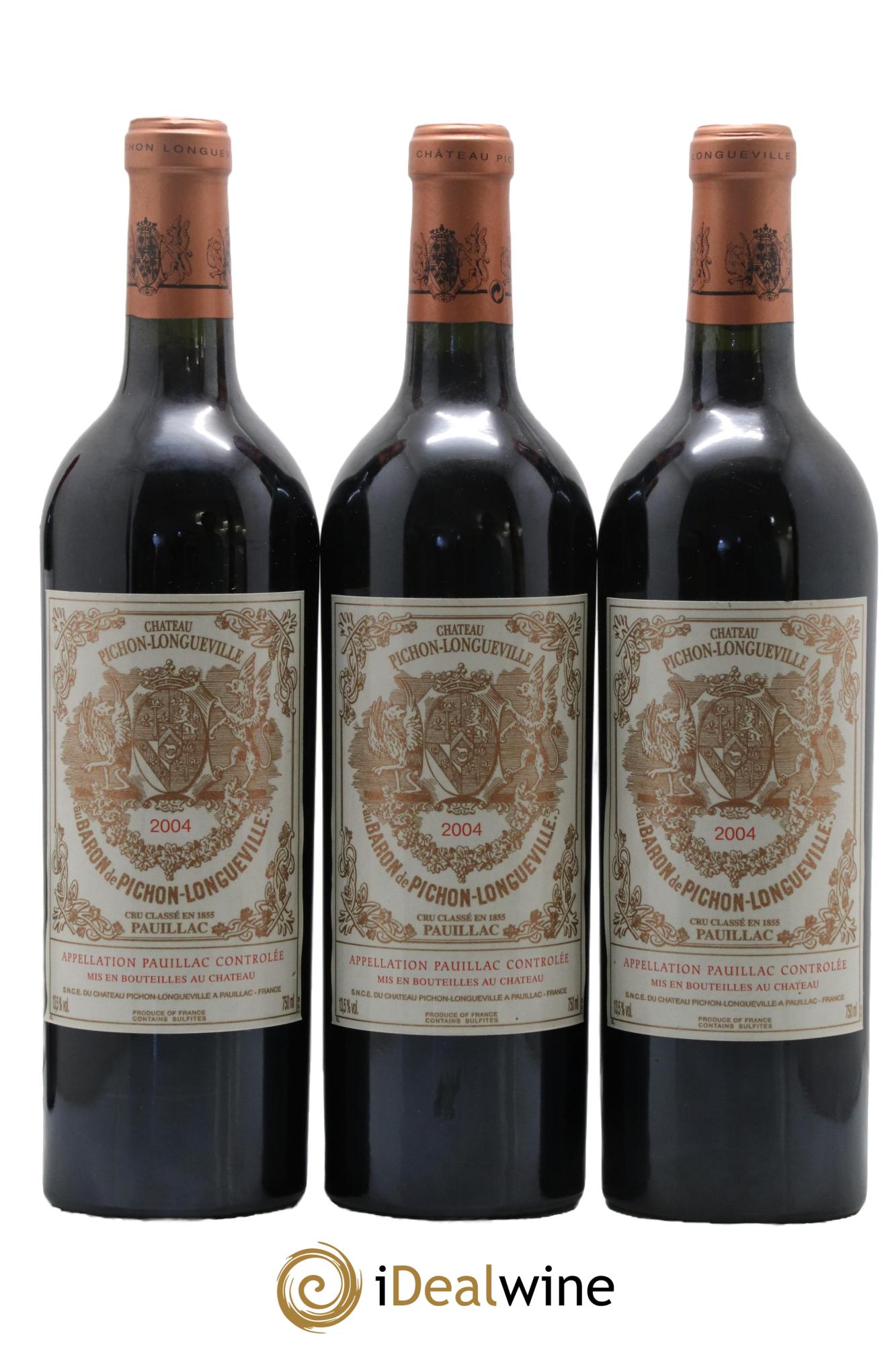 Pichon Longueville Baron 2ème Grand Cru Classé 2004 - Lot of 3 bottles - 0