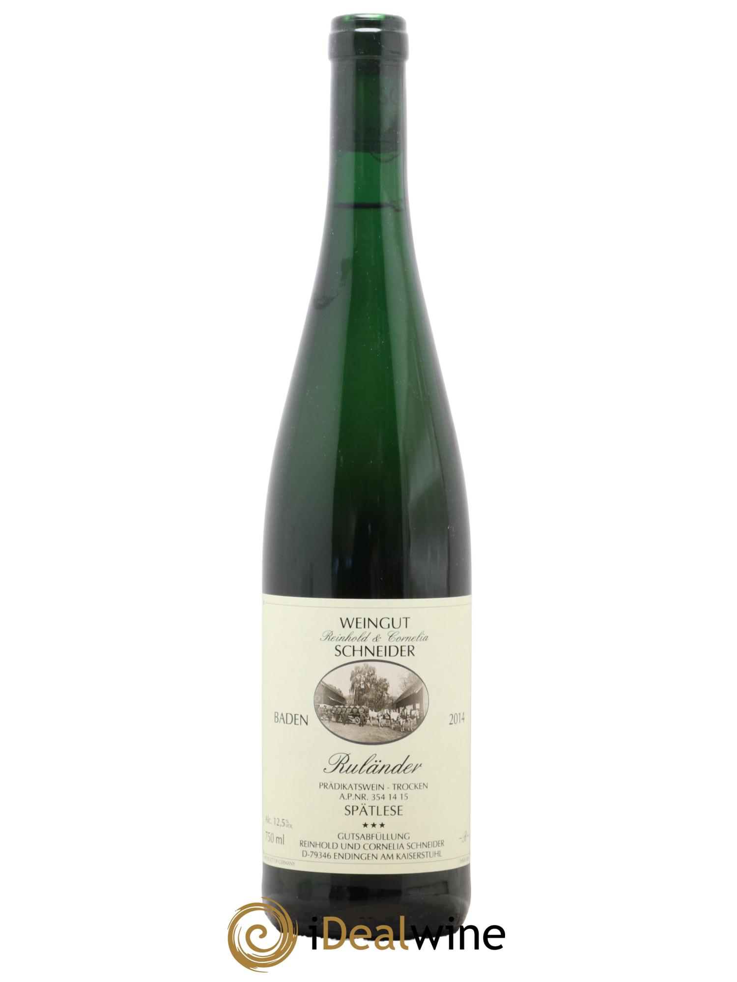 Allemagne Baden Rulander Spatlese Trocken Reinhold & Cornelia Schneider 2014 - Lot de 1 bouteille - 0