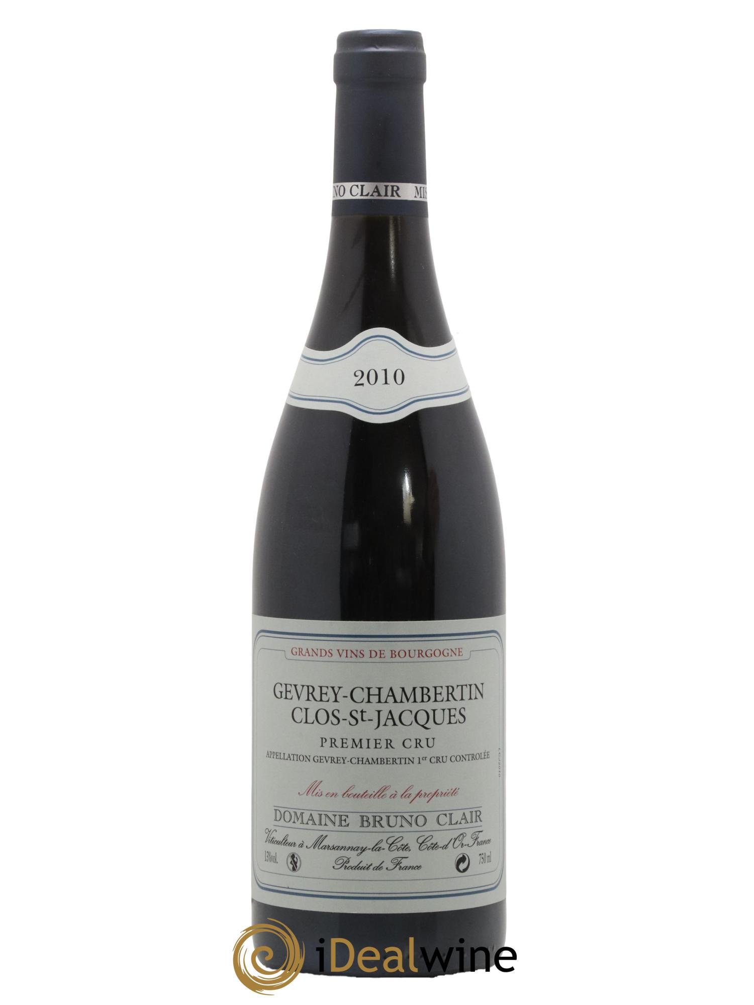 Gevrey-Chambertin 1er Cru Clos Saint-Jacques Bruno Clair (Domaine) 2010 - Lot de 1 bouteille - 0