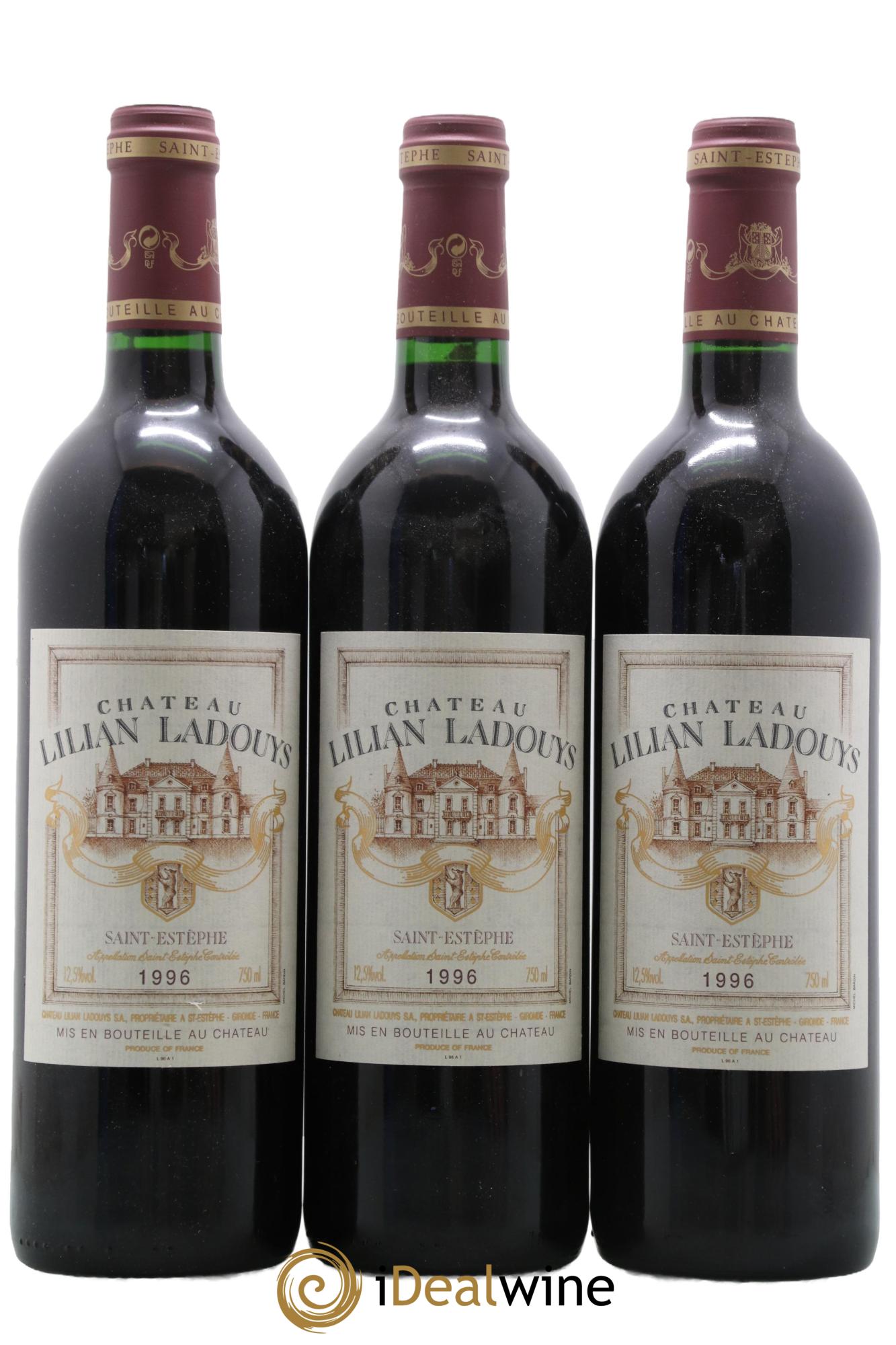 Château Lilian Ladouys Cru Bourgeois 1996 - Lot de 3 bouteilles - 0