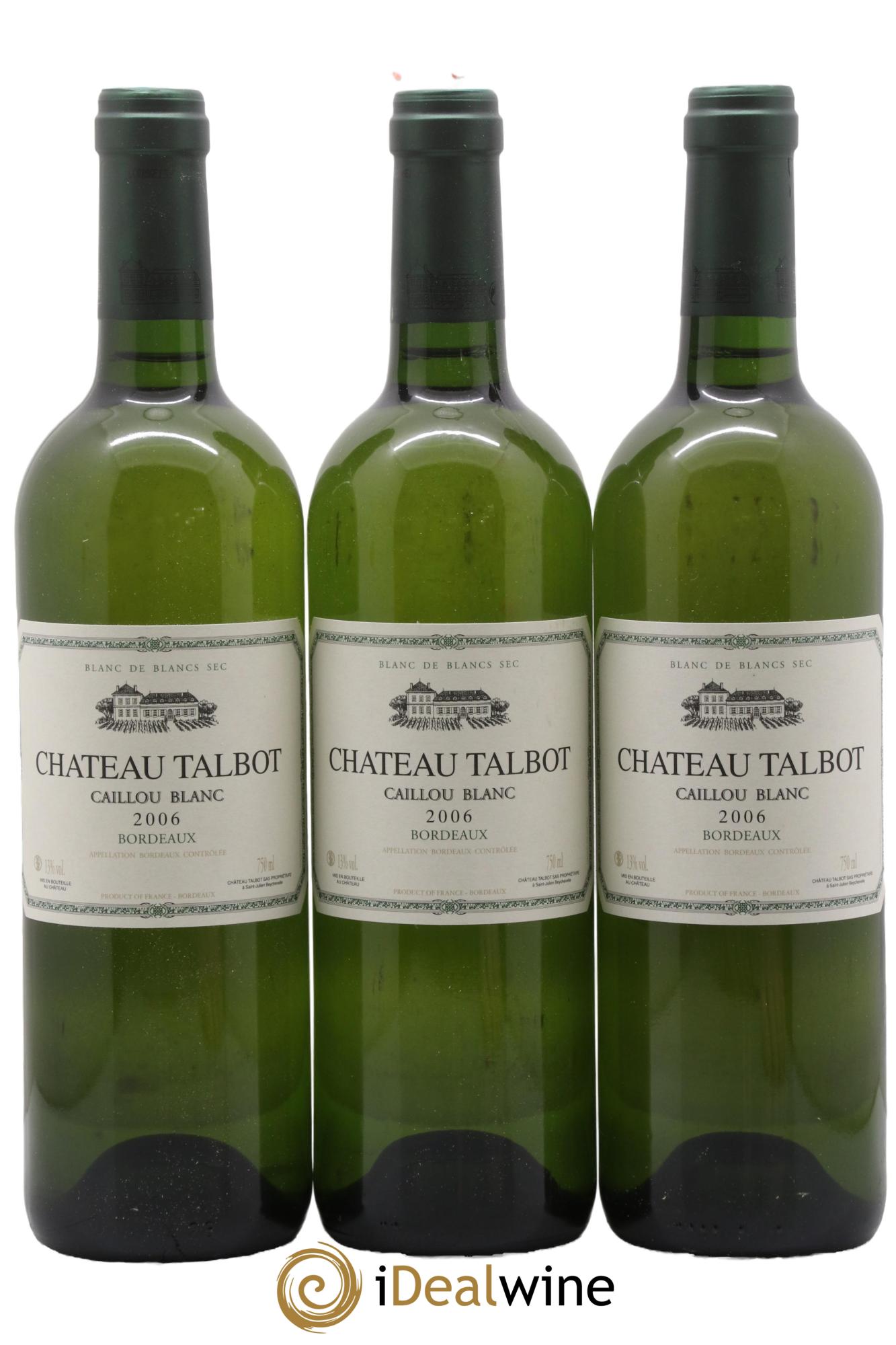 Château Talbot Caillou Blanc 2006 - Lotto di 3 bottiglie - 0