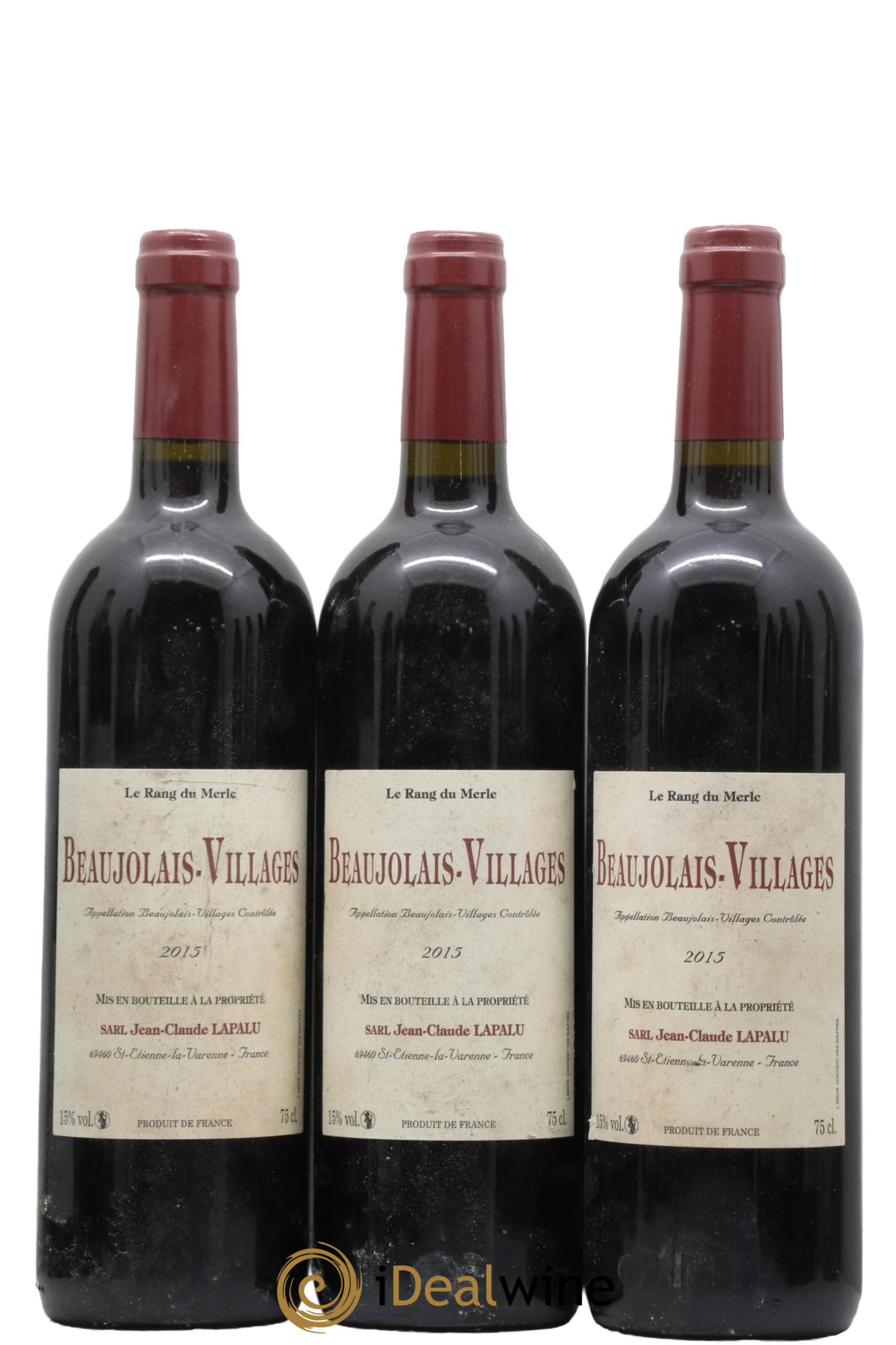 Beaujolais Le Rang du Merle Jean-Claude Lapalu 2015 - Lot de 3 bouteilles - 0