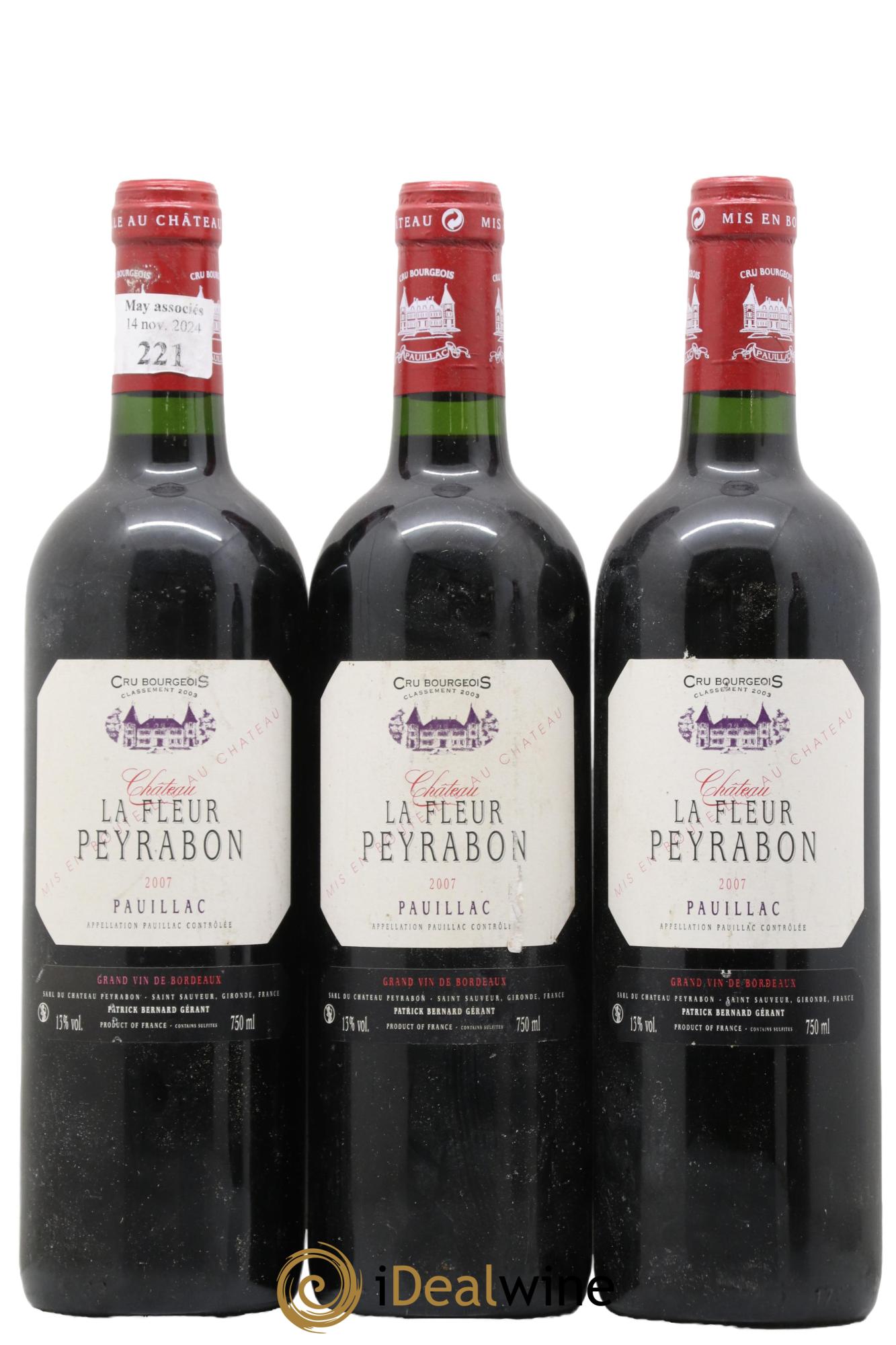 Château La Fleur Peyrabon Cru Bourgeois 2007 - Lot de 3 bouteilles - 0