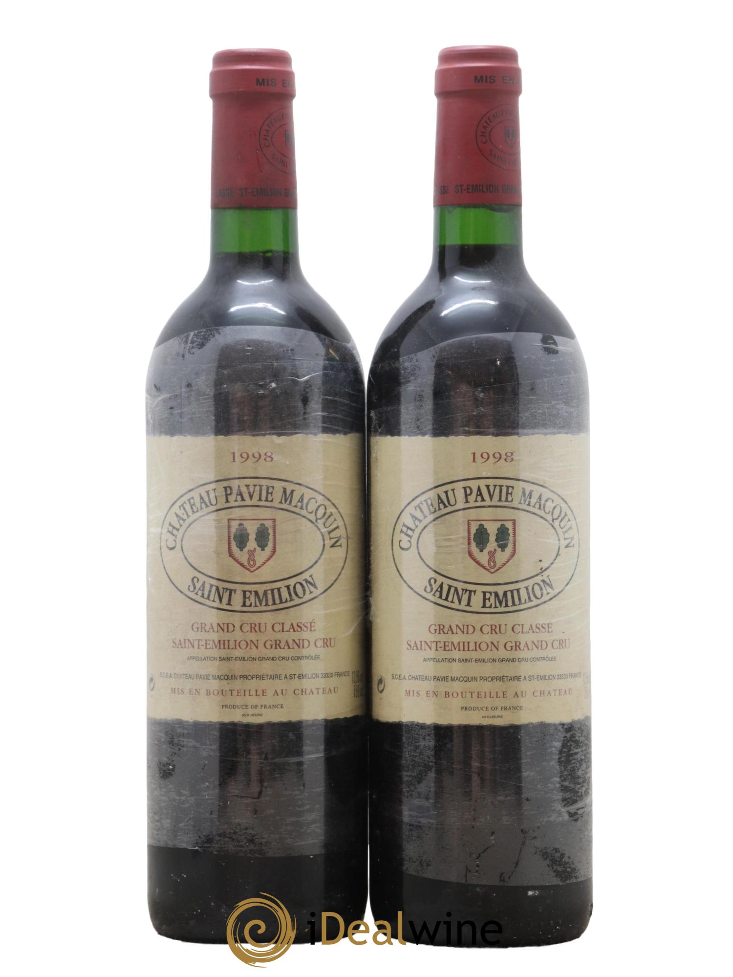 Château Pavie Macquin 1er Grand Cru Classé B 1998 - Lot de 2 bouteilles - 0