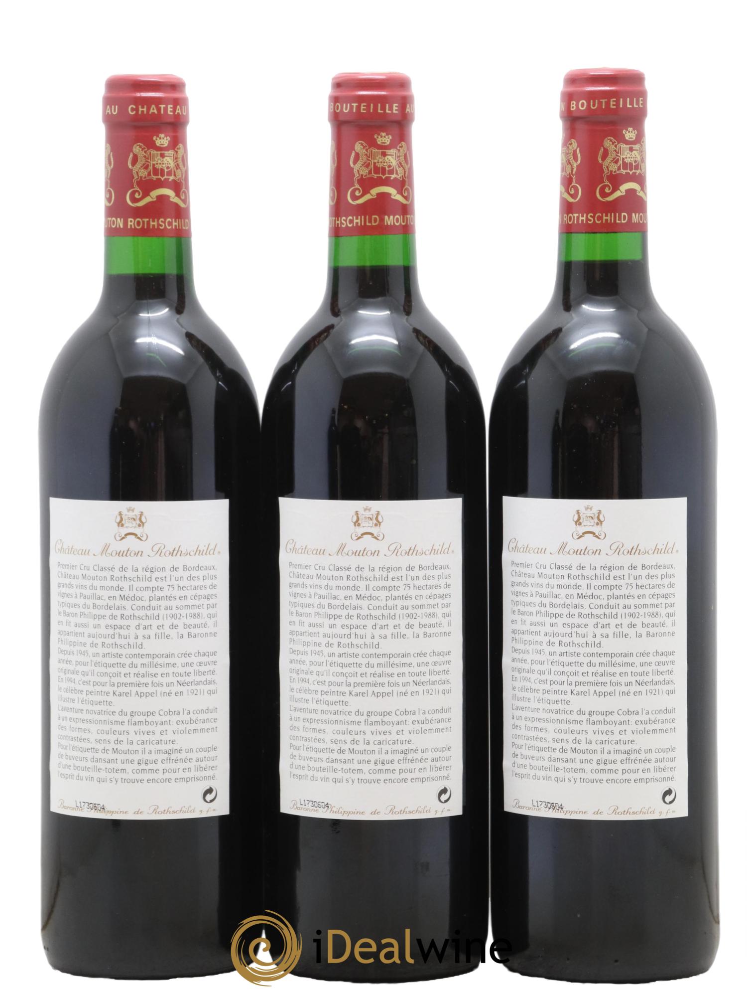 Château Mouton Rothschild 1er Grand Cru Classé  1994 - Lot de 3 bouteilles - 1