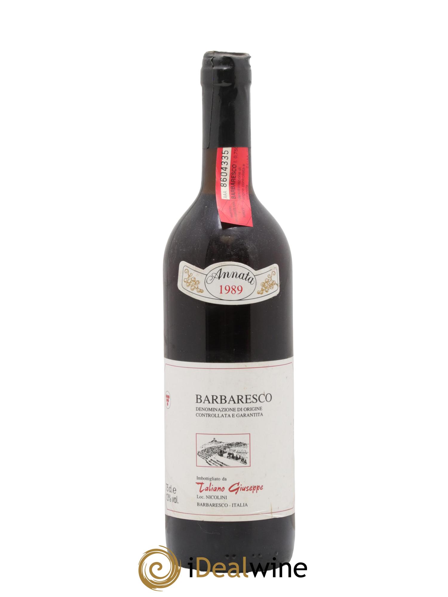 Barbaresco DOCG Taliano Giuseppe 1989 - Lot de 1 bouteille - 0
