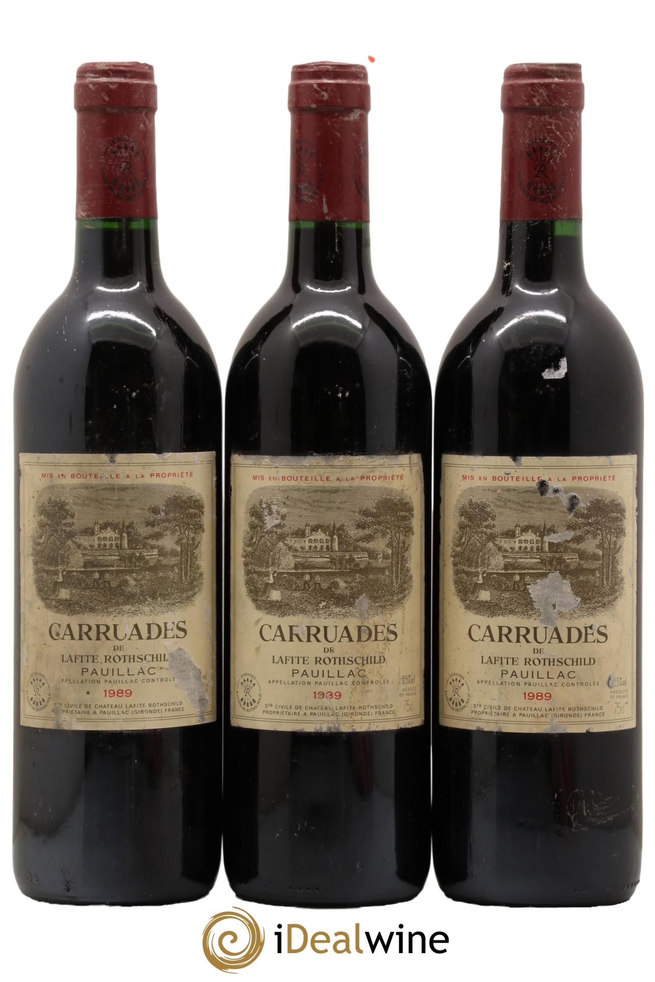 Carruades de Lafite Rothschild Second Vin 1989 - Lot de 3 bouteilles - 0