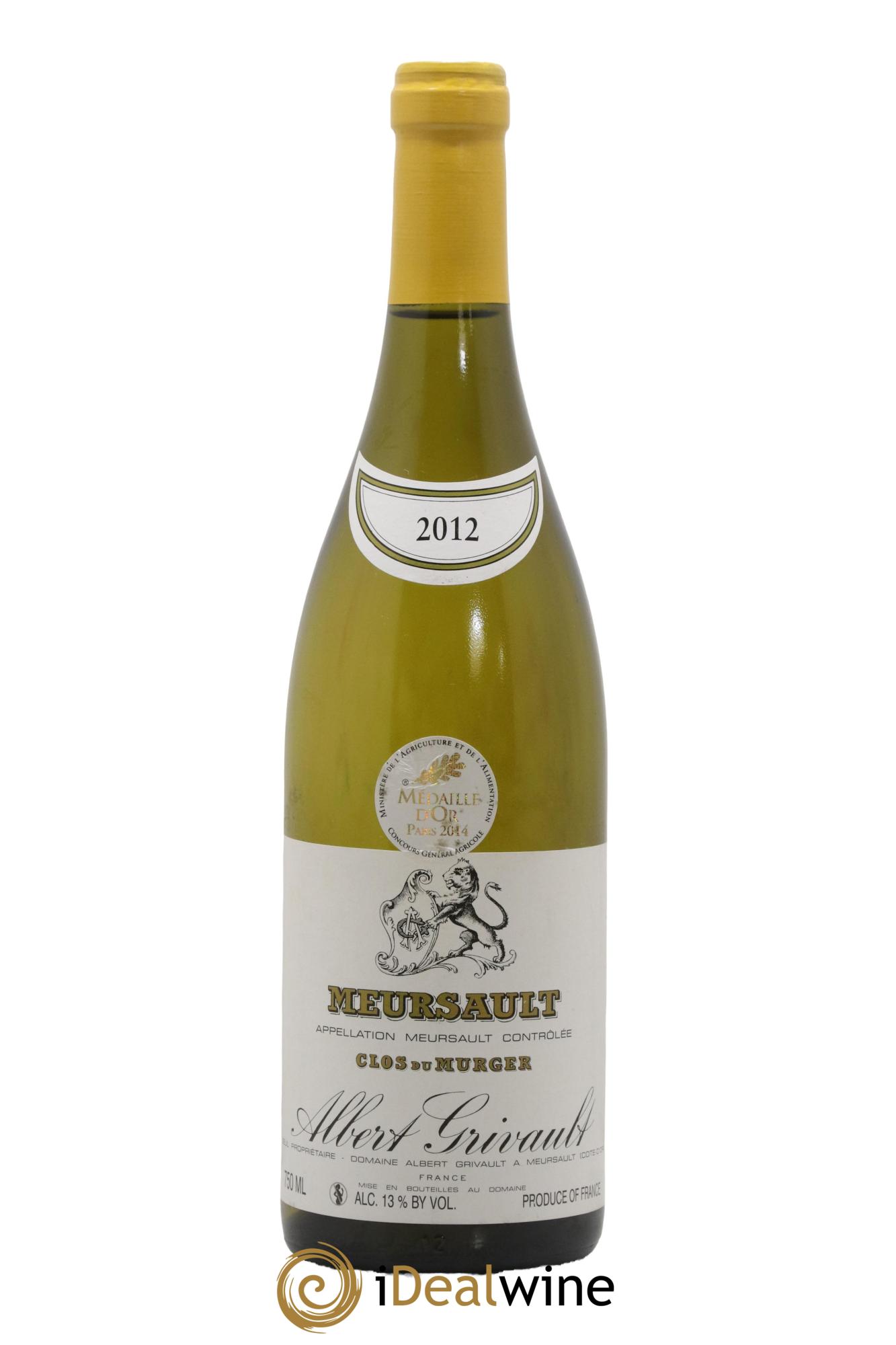Meursault Clos du Murger Albert Grivault 2012 - Lot de 1 bouteille - 0