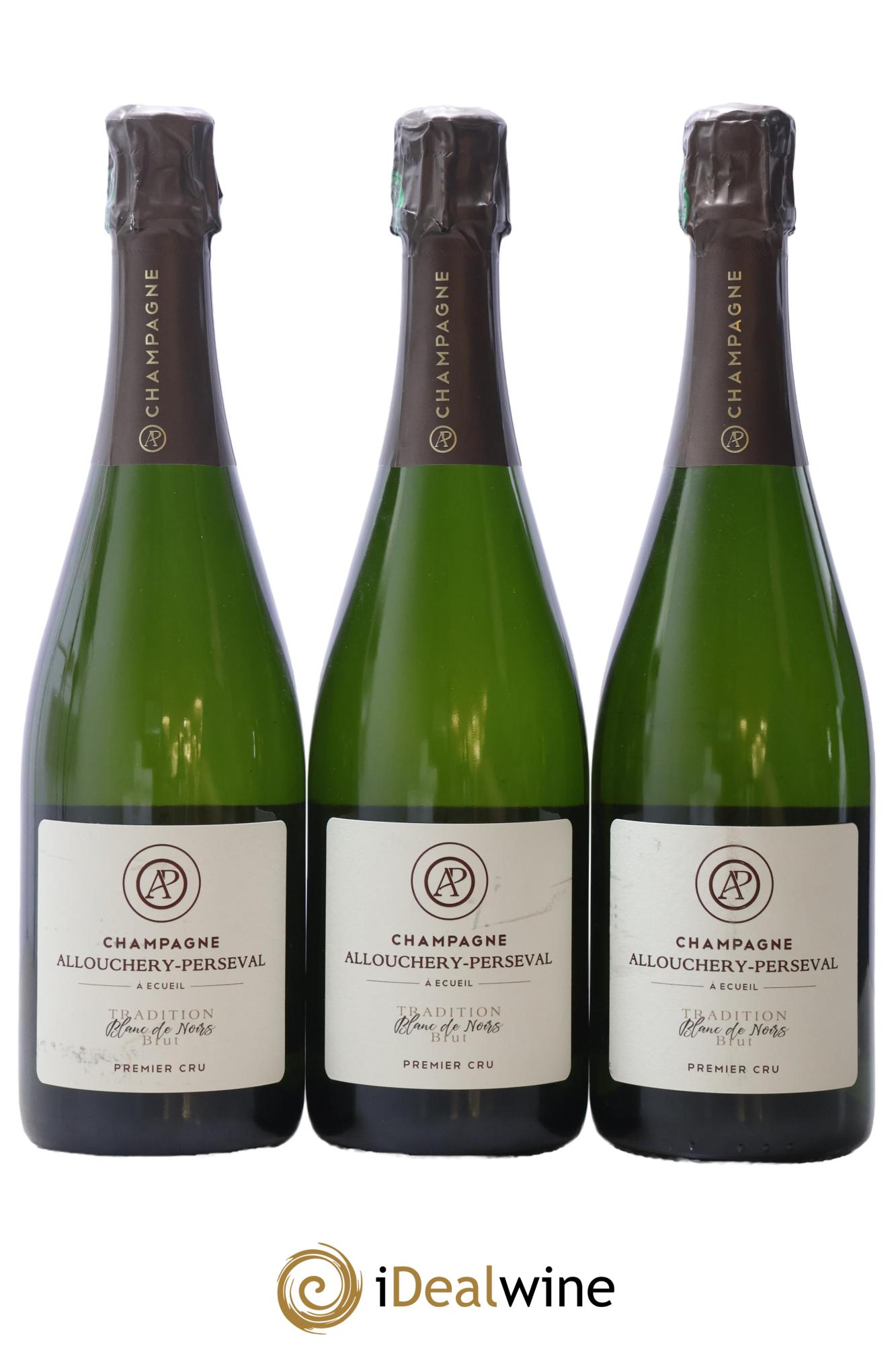 Champagne Tradition Blanc de Noirs Brut Premier Cru Allouchery-Perseval - Lot of 3 bottles - 0