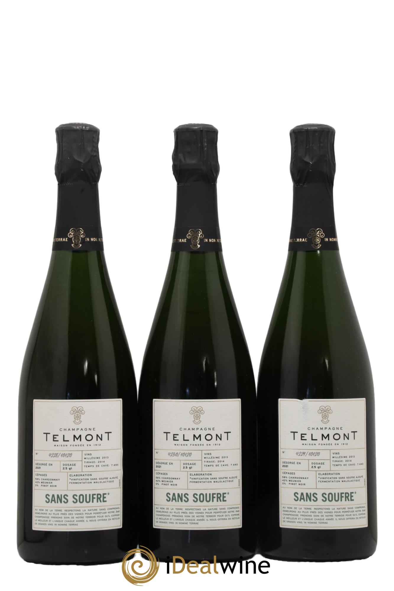 Champagne Sans Souffre Extra Brut Telmont - Lot de 3 bouteilles - 0