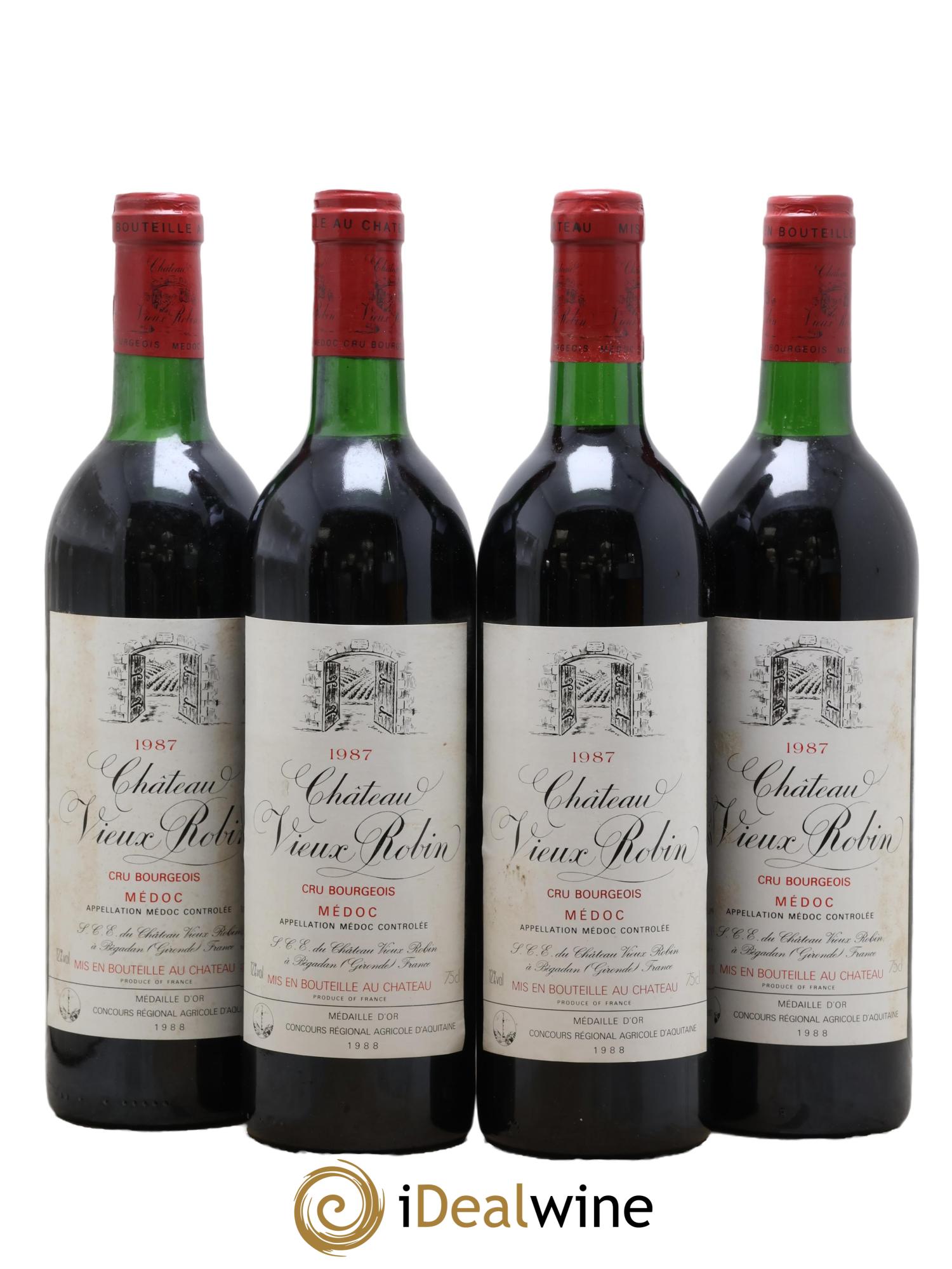 Château Vieux Robin Cru Bourgeois 1987 - Lot de 4 bouteilles - 0