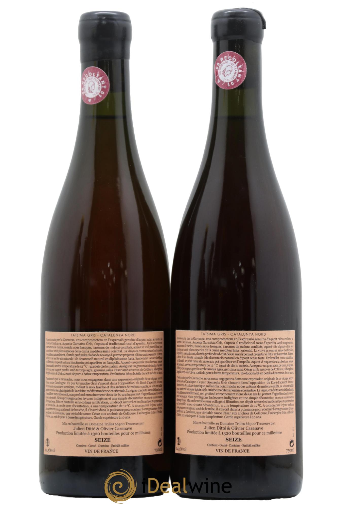 Vin de France Tatsima Gris Cuvee Seize Domaine Julien Ditte et Olivier Cazenave 2016 - Lot de 2 bouteilles - 1