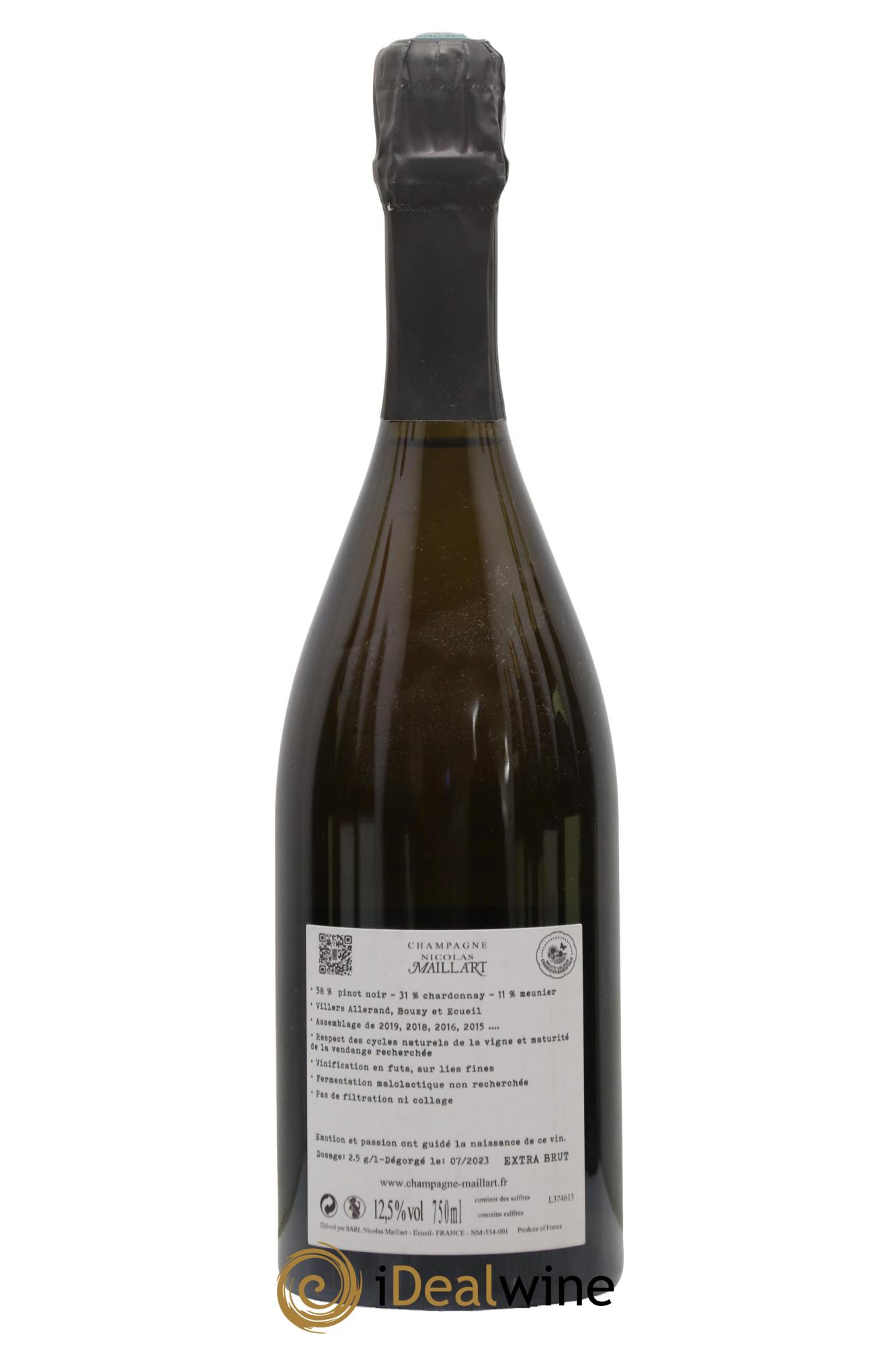 Champagne Extra-Brut 1er Cru Platine Nicolas Maillart - Lot of 1 bottle - 1