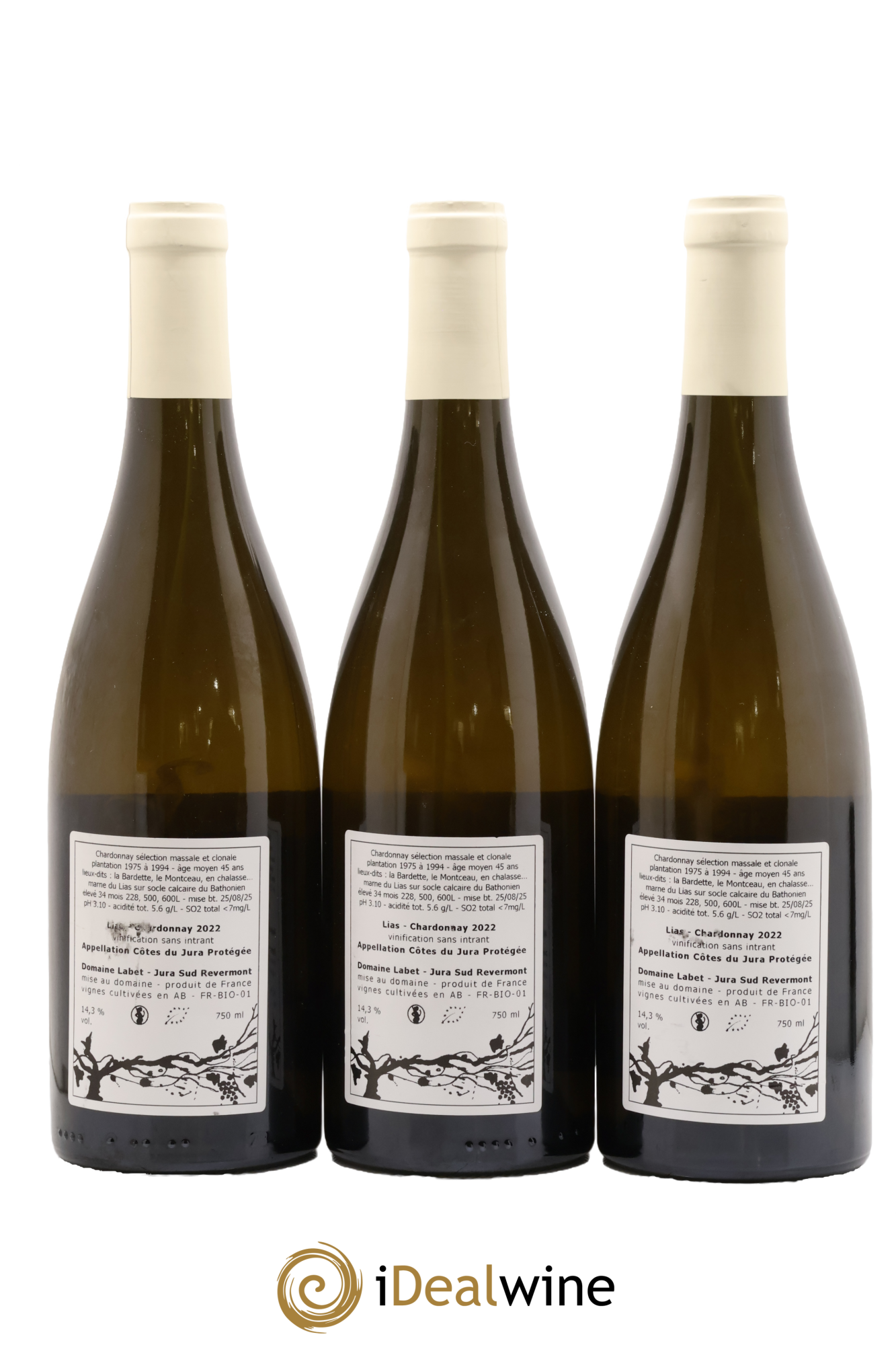 Côtes du Jura Chardonnay Lias Romain - Julien  - Charline Labet 2022 - Lot of 3 bottles - 1