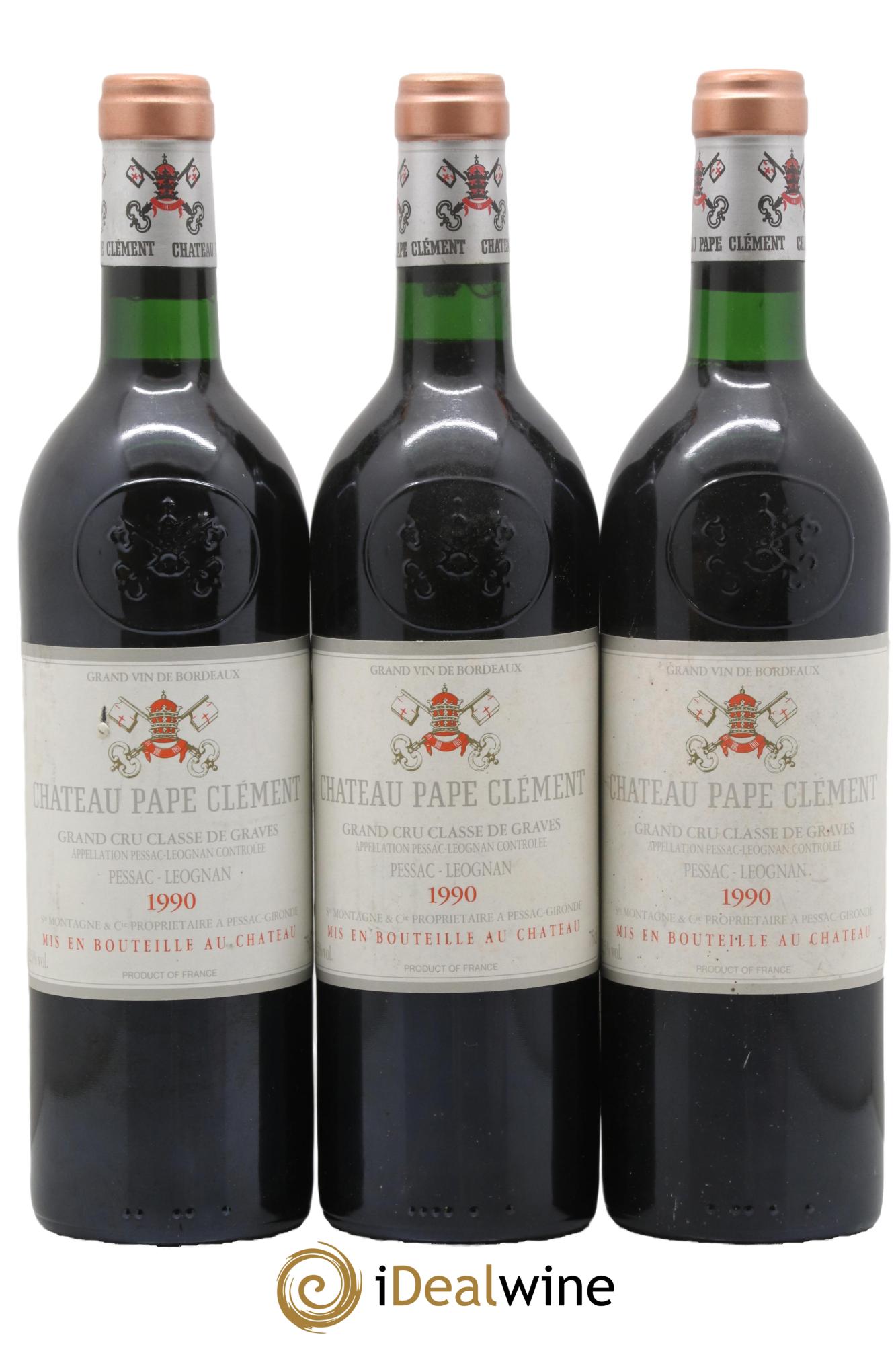 Château Pape Clément Cru Classé de Graves 1990 - Lot de 3 bouteilles - 0