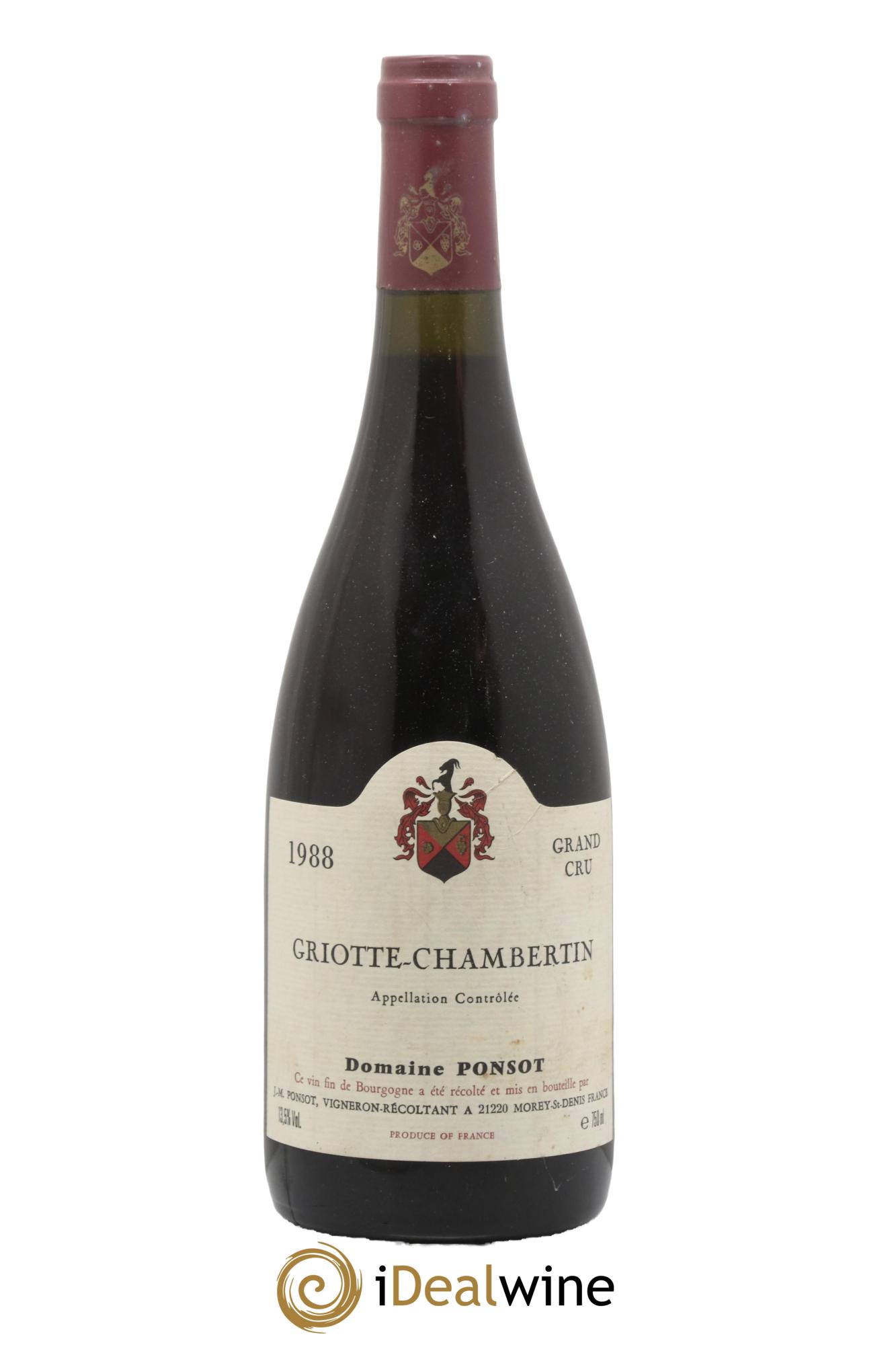 Griotte-Chambertin Grand Cru Ponsot (Domaine) 1988 - Lot de 1 bouteille - 0