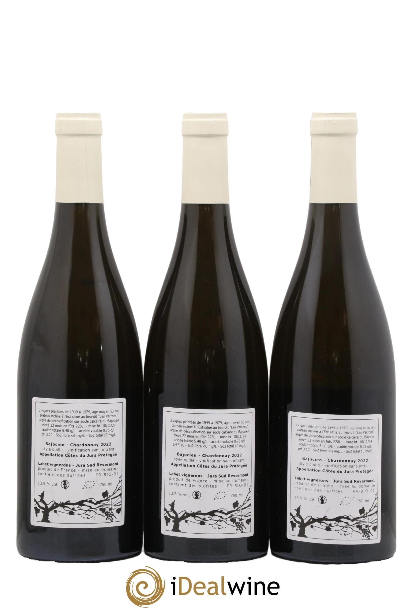 Côtes du Jura Chardonnay Bajocien Romain - Julien - Charline Labet 2022 - Posten von 3 Flaschen - 1