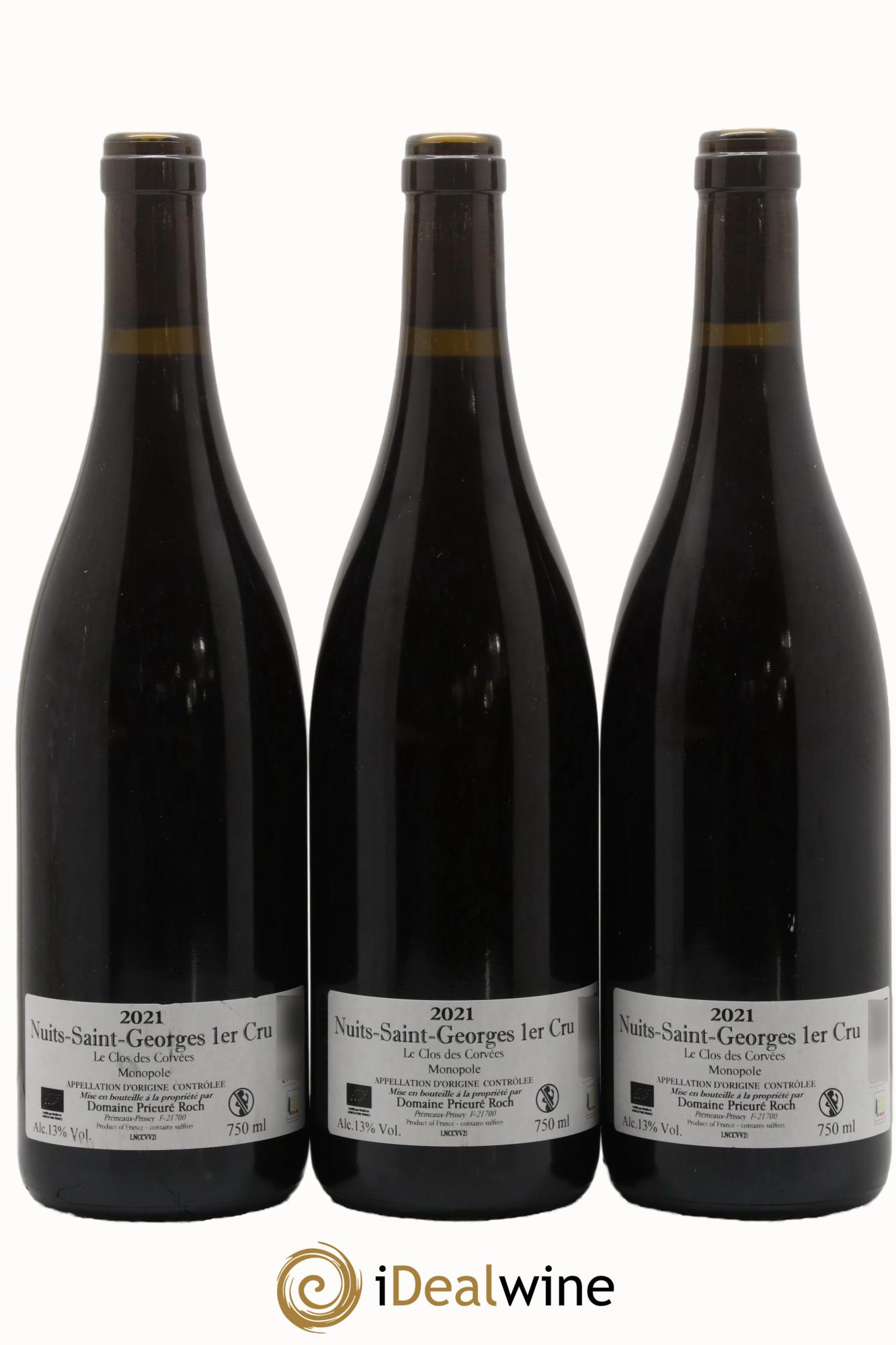 Nuits-Saint-Georges 1er Cru Le Clos des Corvées Vieilles Vignes Prieuré Roch 2021 - Lot de 3 bouteilles - 1