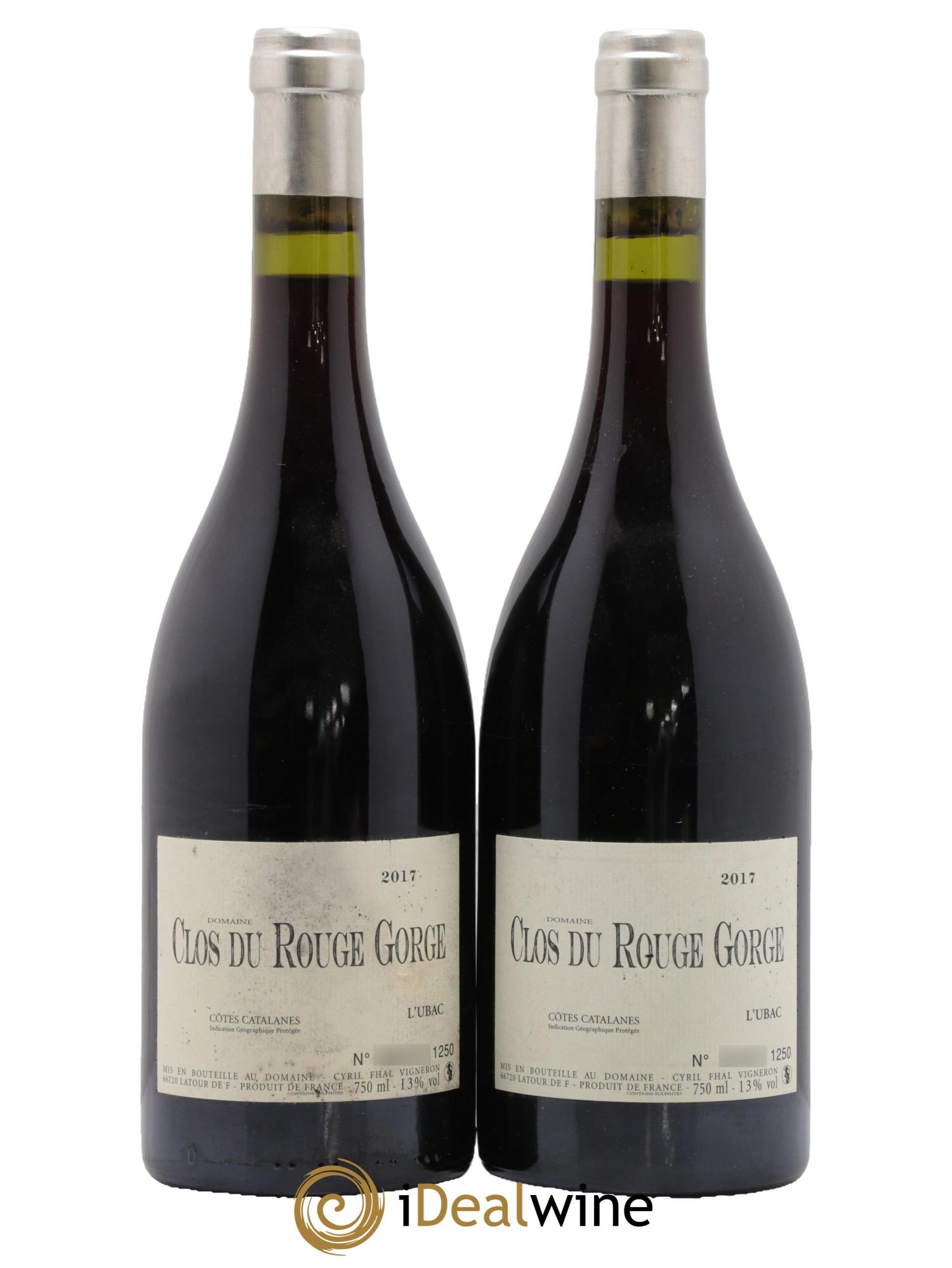 Côtes Catalanes Clos du Rouge Gorge L'Ubac Cyril Fhal 2017 - Lot de 2 bouteilles - 0
