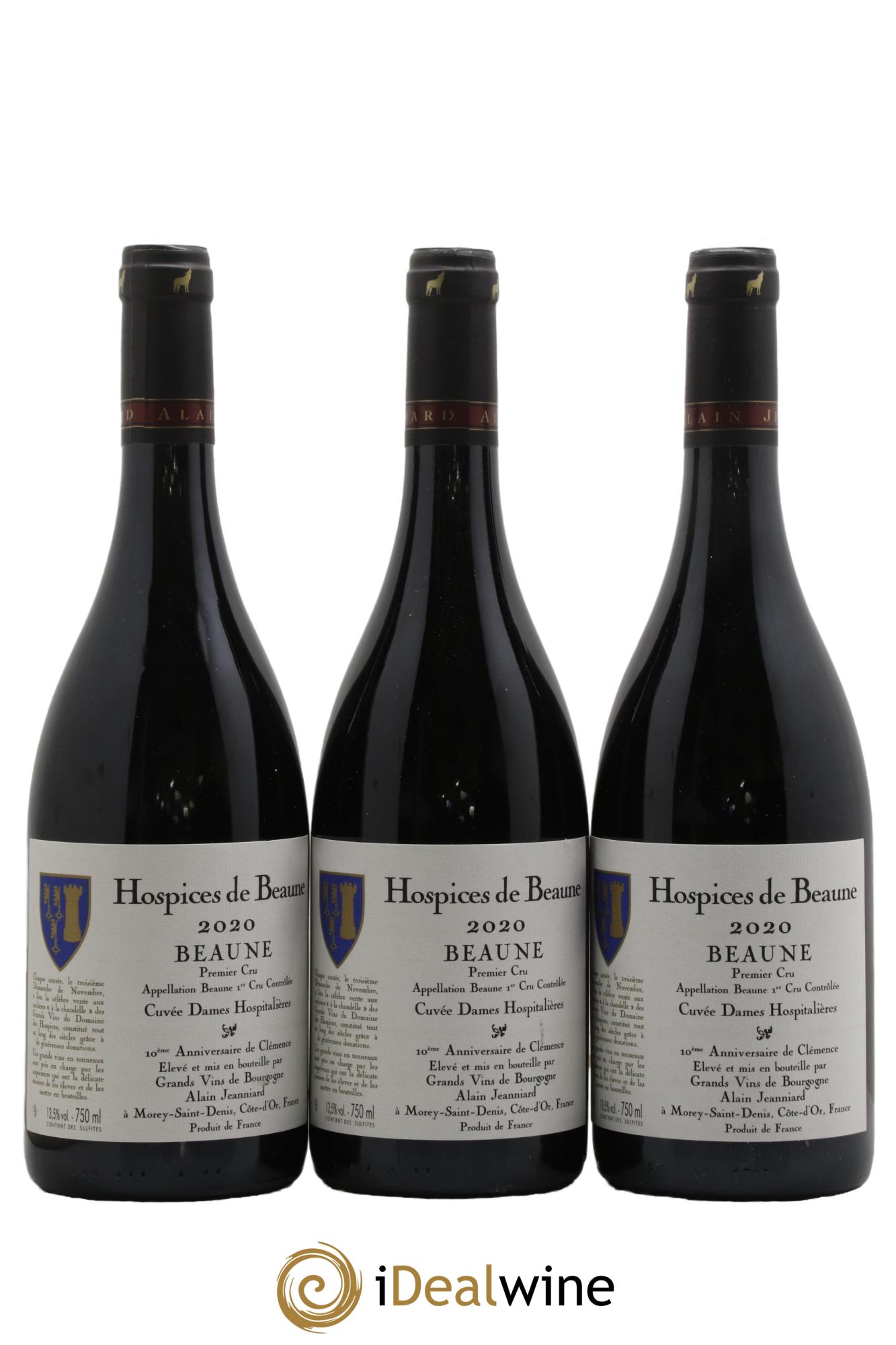 Beaune 1er Cru Cuvée Dames Hospitalieres Hospices De Beaune Domaine Alain Jeanniard 2020 - Lotto di 3 bottiglie - 0