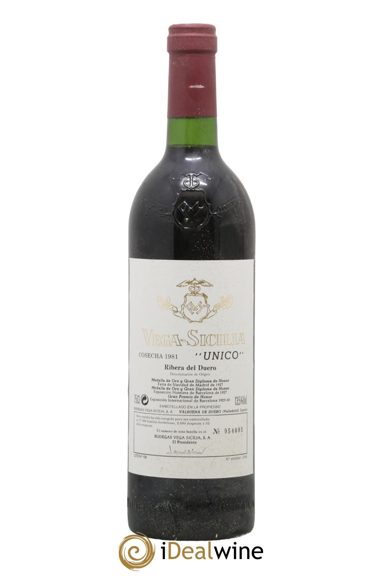 Ribera Del Duero DO Vega Sicilia Unico Famille Alvarez 1981 - Lot de 1 bouteille - 0