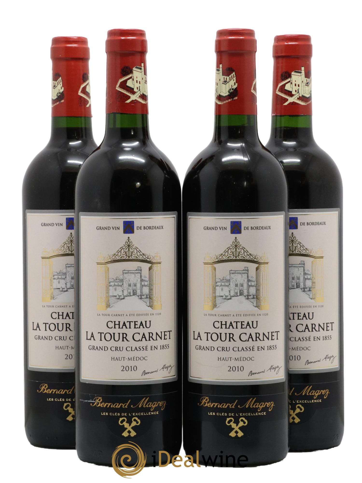 Château la Tour Carnet 4ème Grand Cru Classé 2010 - Lot de 4 bouteilles - 0