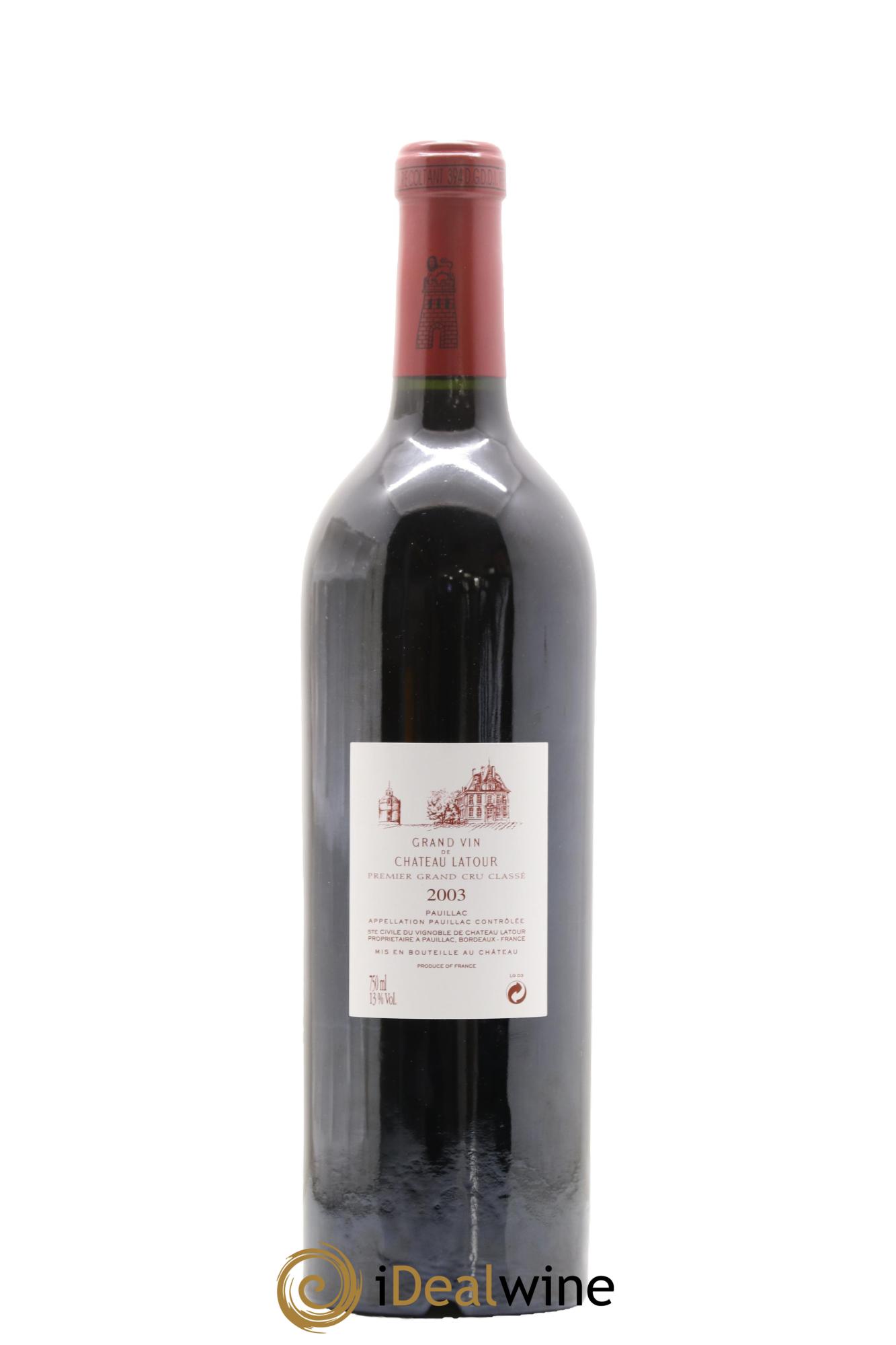 Château Latour 1er Grand Cru Classé 2003 - Lot de 1 bouteille - 1