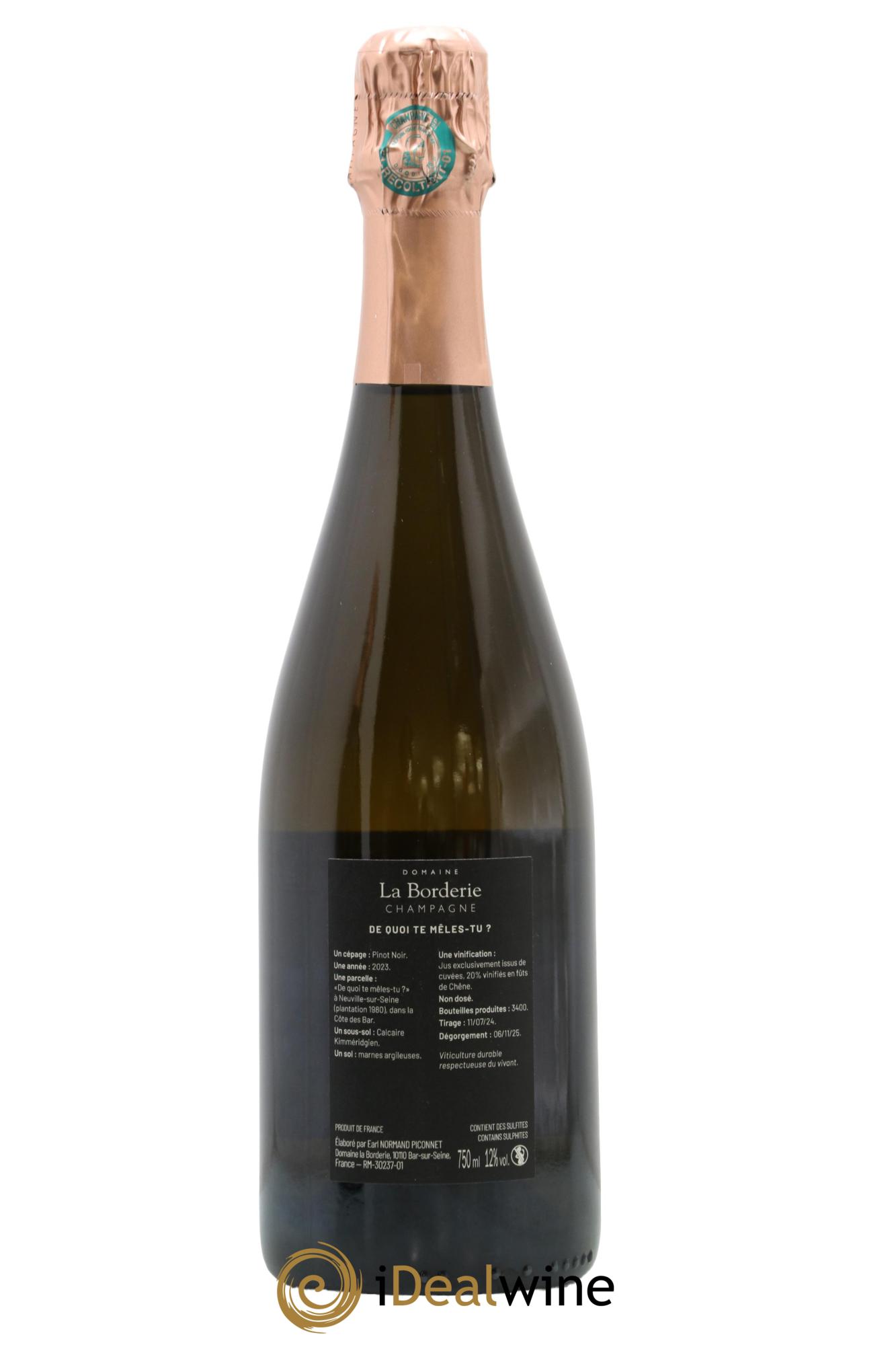 Champagne Brut Nature De quoi te mêles-tu ? La Borderie 2023 - Lot de 1 bouteille - 1