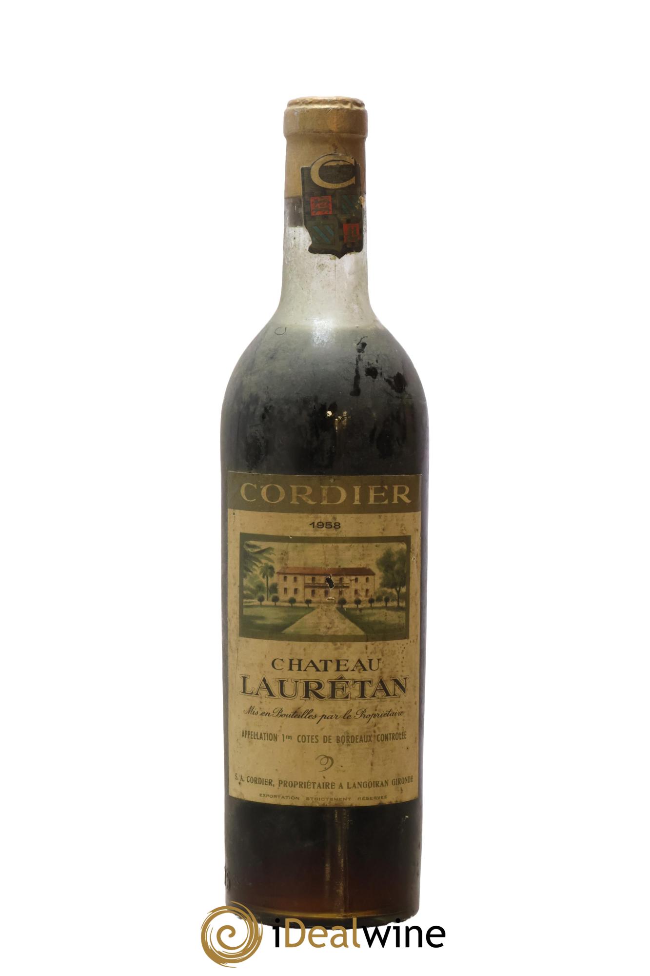 Premières Côtes de Bordeaux Château Lauretan Cordier 1958 - Lotto di 1 bottiglia - 0