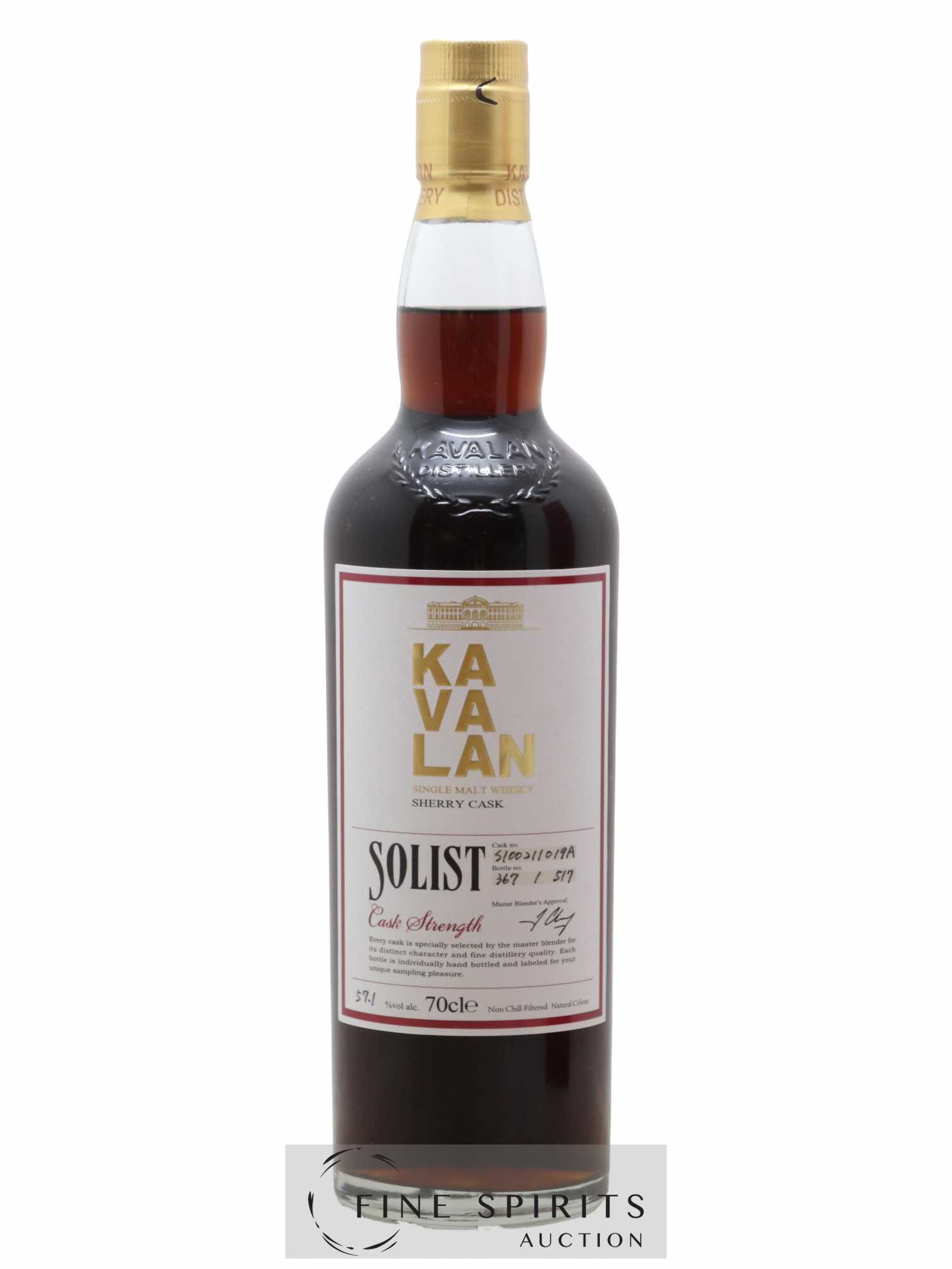Kavalan Of. Solist Sherry Cask n°S100511019A - One of 517 - bottled 2015 Cask Strength - Lot de 1 bouteille - 1