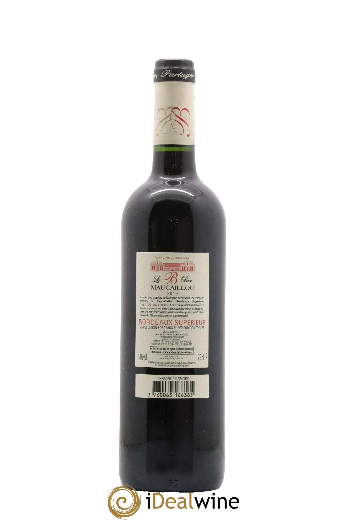 Bordeaux Supérieur "B" de Maucaillou 2019 - Lot de 1 bouteille - 1