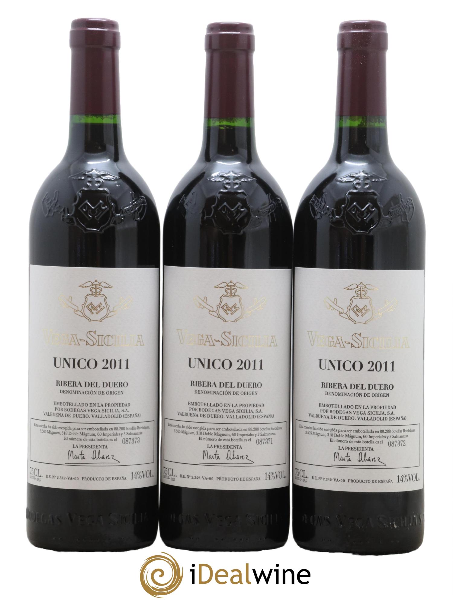 Ribera Del Duero DO Vega Sicilia Unico Famille Alvarez 2011 - Lot de 3 bouteilles - 0