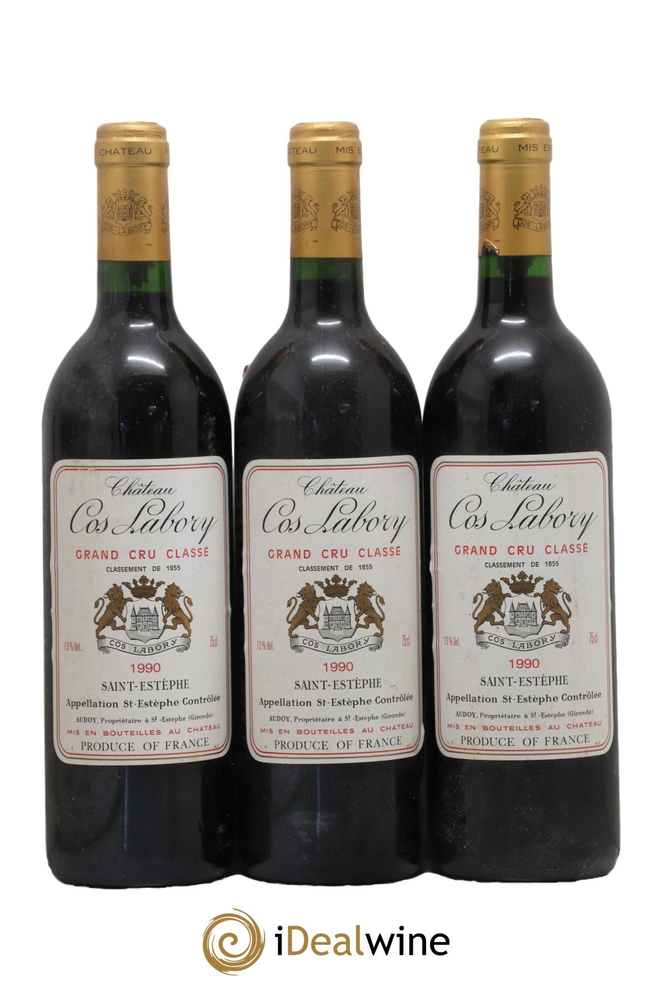 Château Cos Labory 5ème Grand Cru Classé 1990 - Lotto di 3 bottiglie - 0