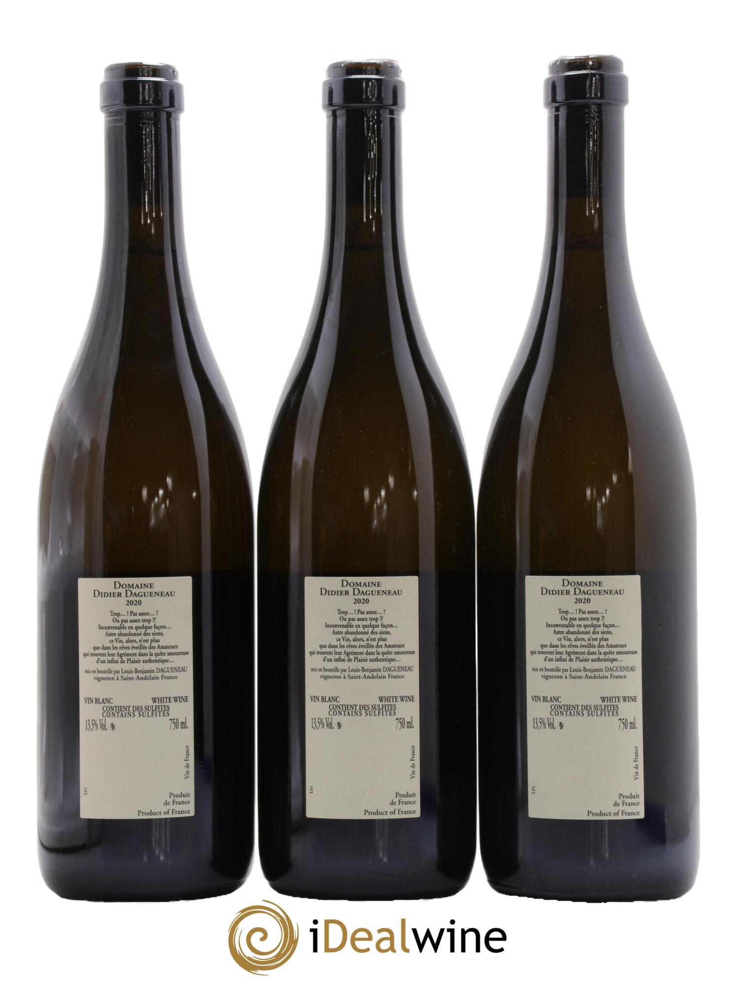 Vin de France (anciennement Pouilly-Fumé) Buisson Renard Dagueneau (Domaine Didier - Louis-Benjamin) 2020 - Lot de 3 bouteilles - 1