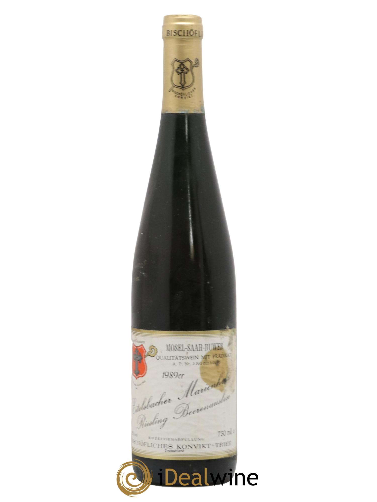 Allemagne Mosel-Saar Bischofliches Konvikt Trier Eitelsbacher Marienholz Beerenauslese 1989 - Lot de 1 bouteille - 0