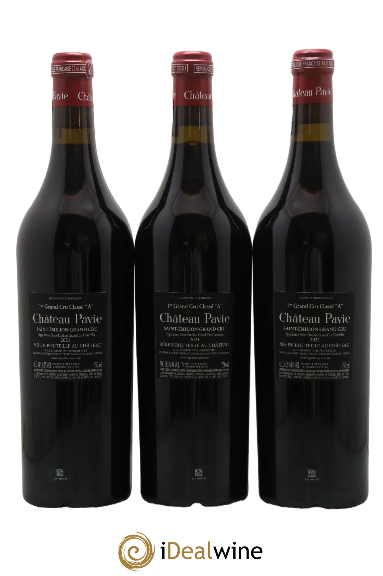 Château Pavie 1er Grand Cru Classé A 2021 - Lotto di 3 bottiglie - 1