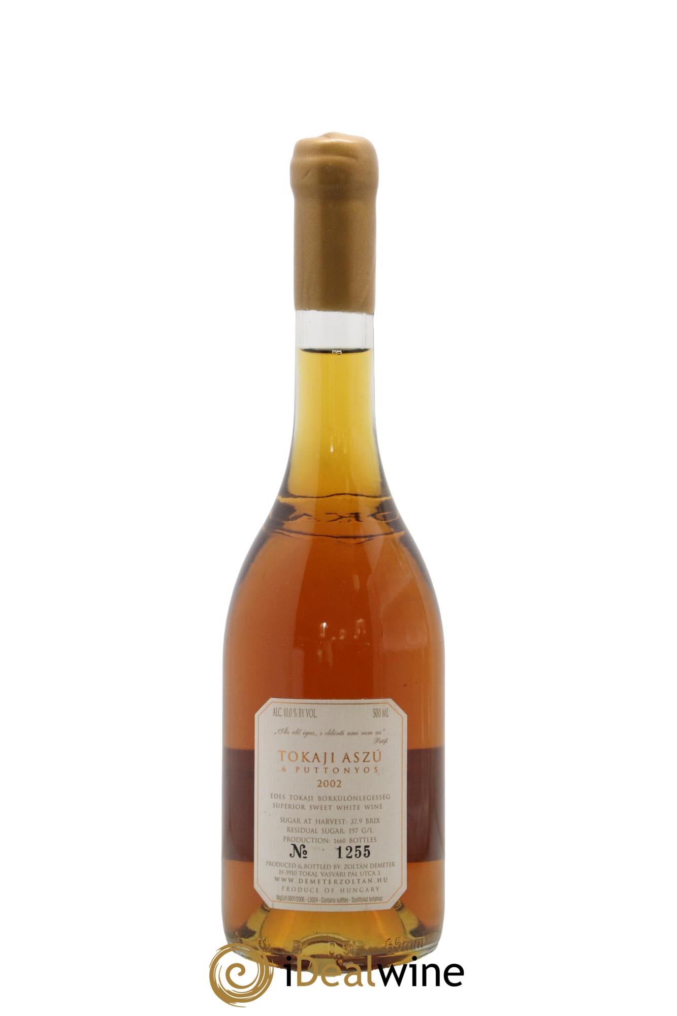 Tokaji 6 Puttonyos Demeter Zoltan 2002 - Lot de 1 format 50cl - 1