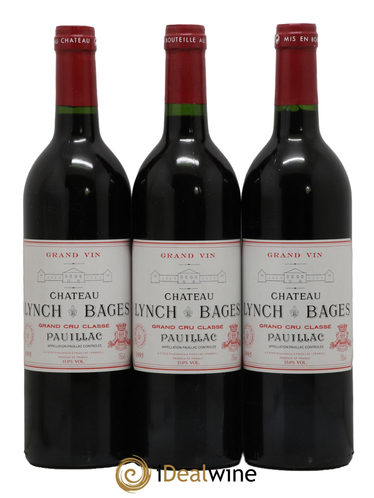Château Lynch Bages 5ème Grand Cru Classé 1995 - Lot de 3 bouteilles - 0