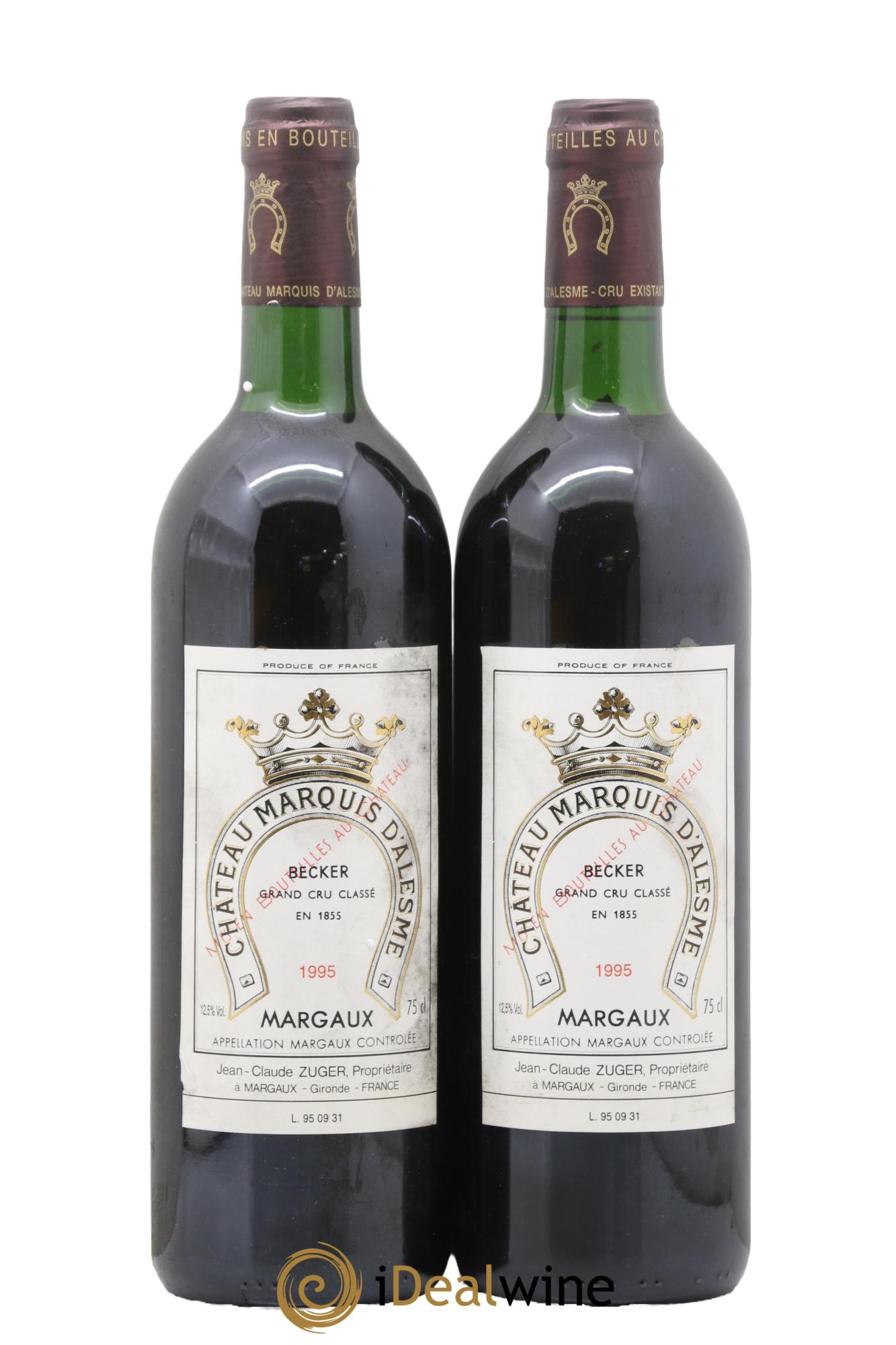 Château Marquis d'Alesme 1995 - Lot de 2 bouteilles - 0