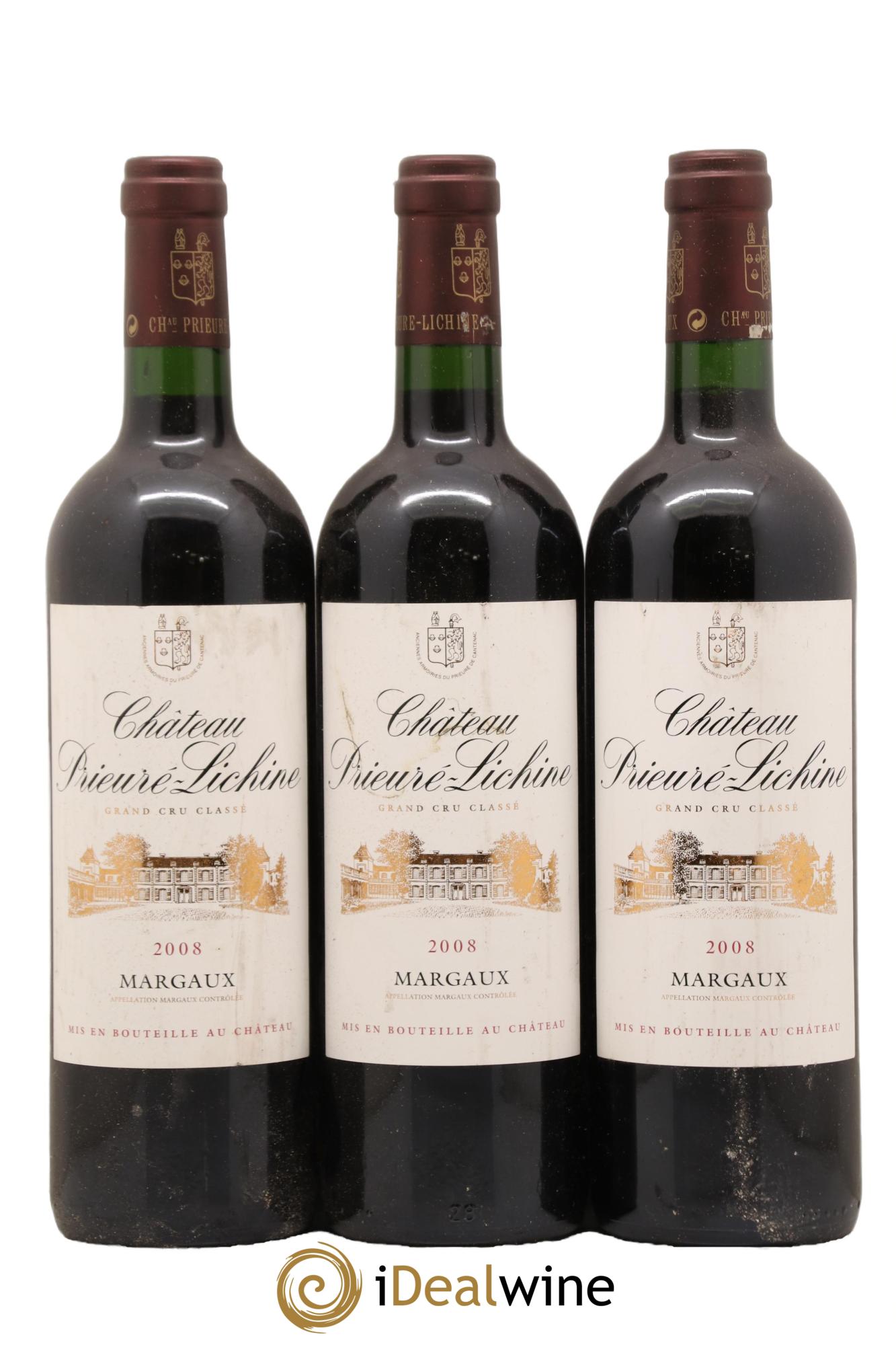 Château Prieuré Lichine 4ème Grand Cru Classé 2008 - Lot de 3 bouteilles - 0